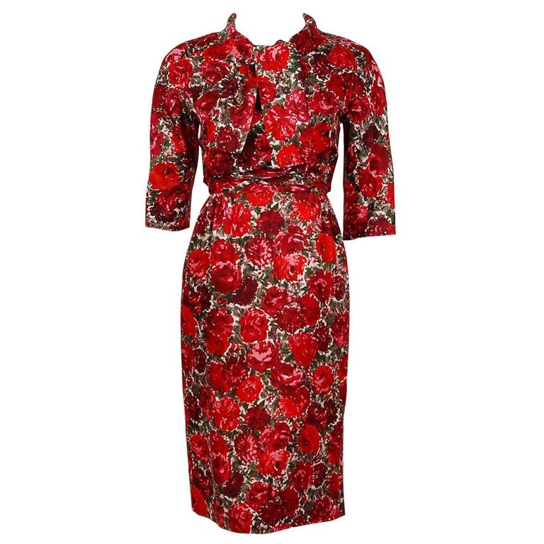 1960's Betty Draper of Mad Men Film-Worn Bonwit Teller Red Roses Silk Dress  Set at 1stDibs | betty draper dress, dress like betty draper, betty draper  dresses