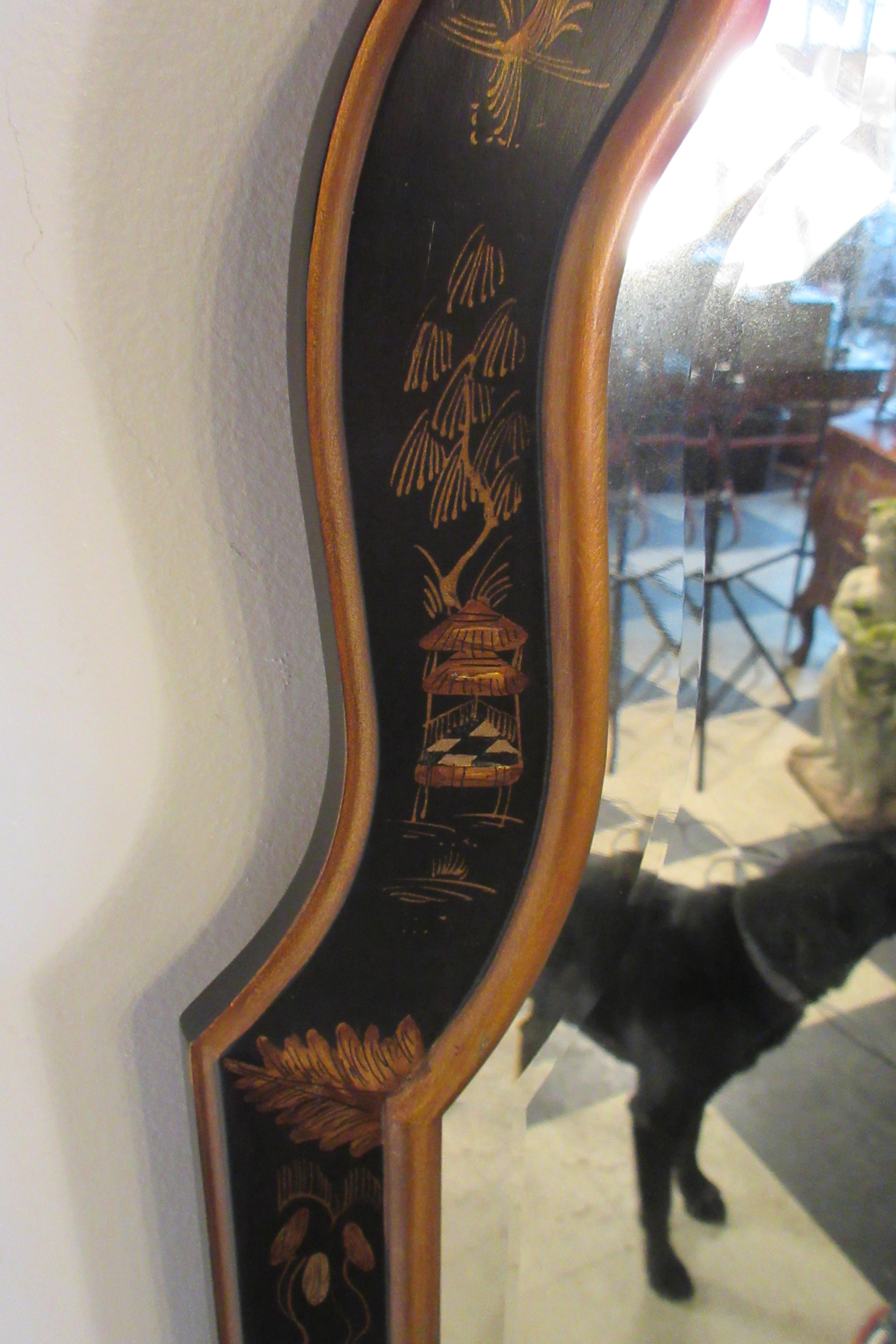 1960s Beveled Chinoiserie Mirror 5