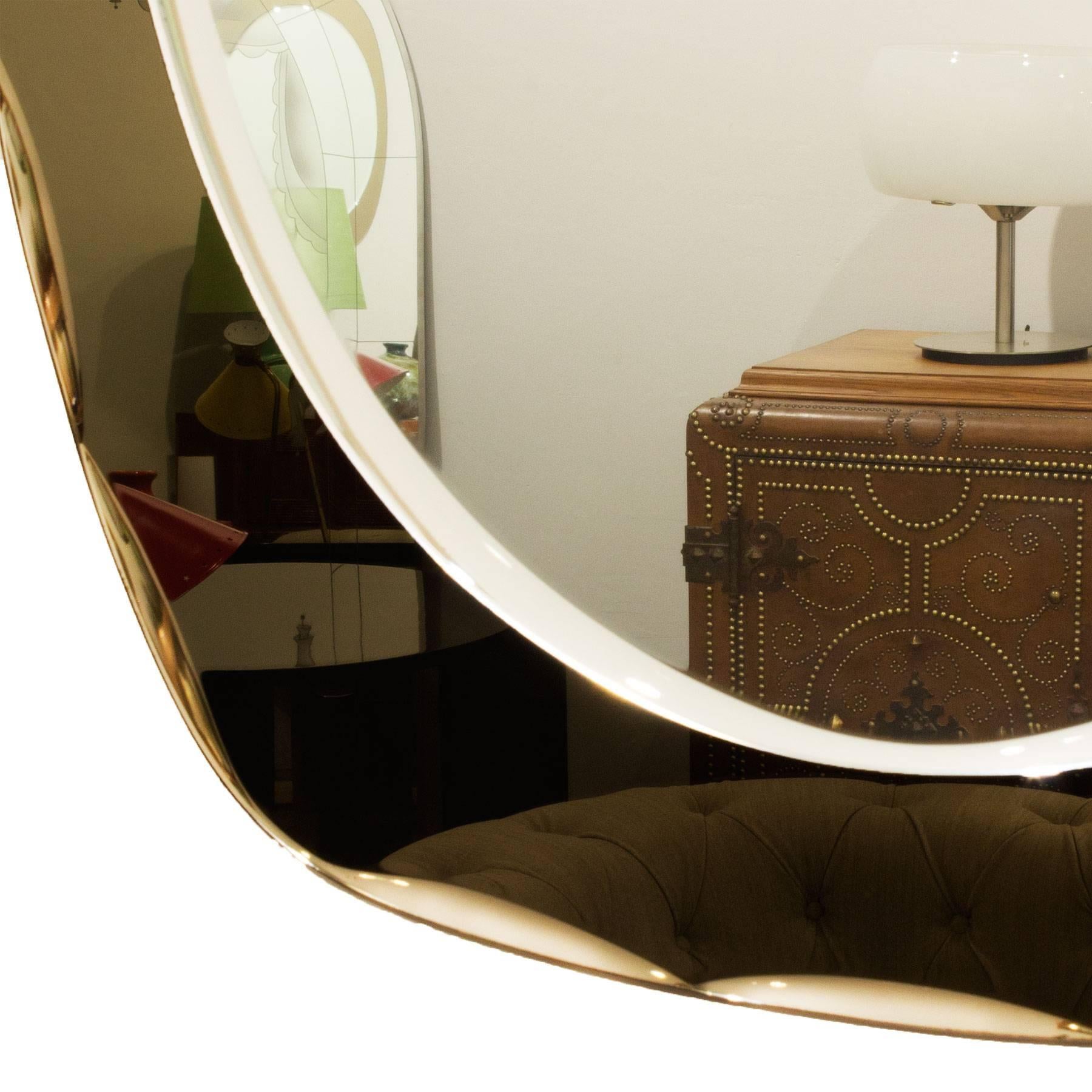 Italian 1960s Bevelled Mirror, Smoked Bronze Decorative Bevelled Mirror Frame, Italy