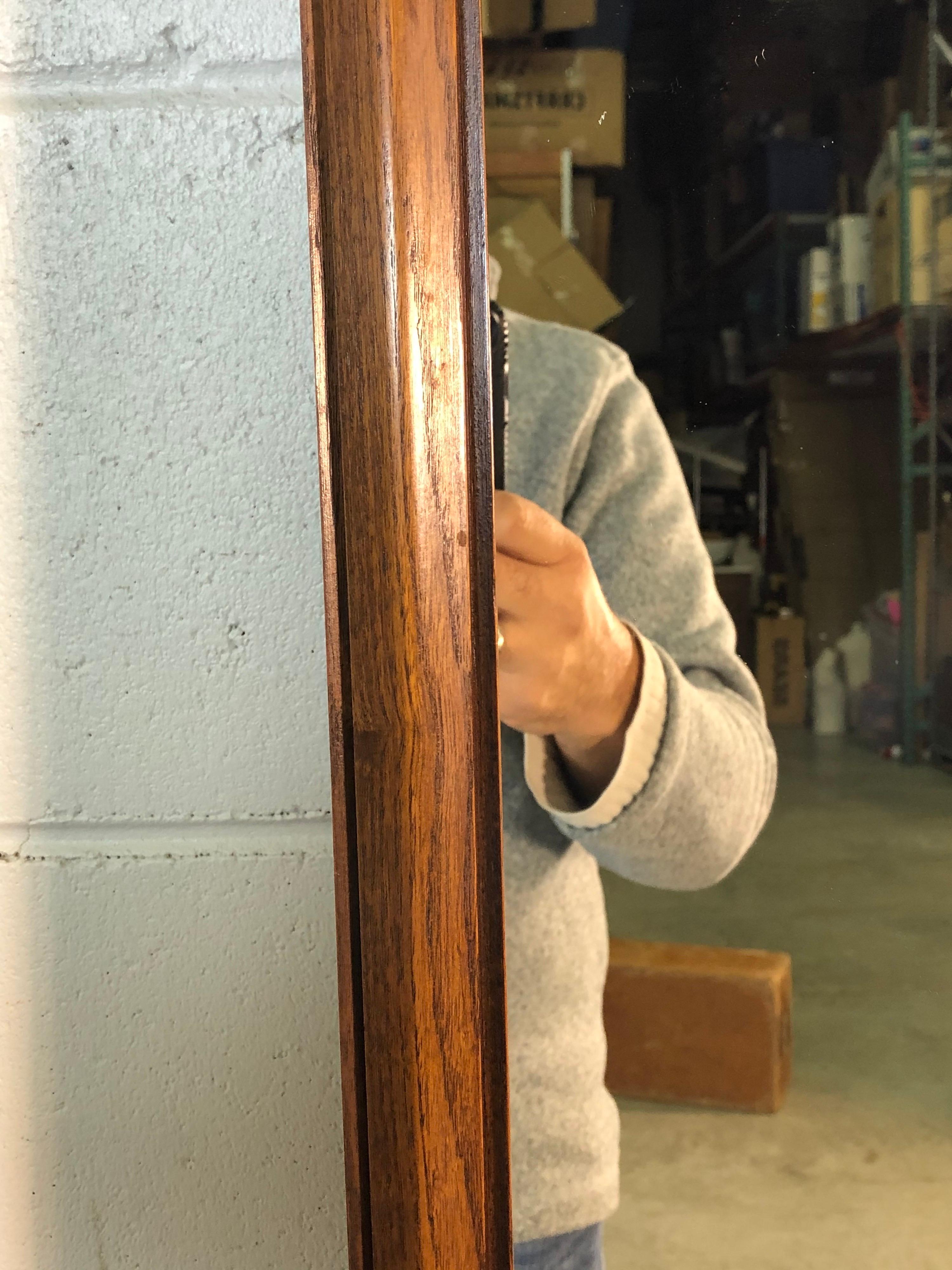 1960s Beveled Wood Wall Mirror In Good Condition In Amherst, NH