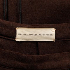 1960s B.H. Wragge Vintage Brown Wool Skirt with Box Pleats + Black Cord Trim