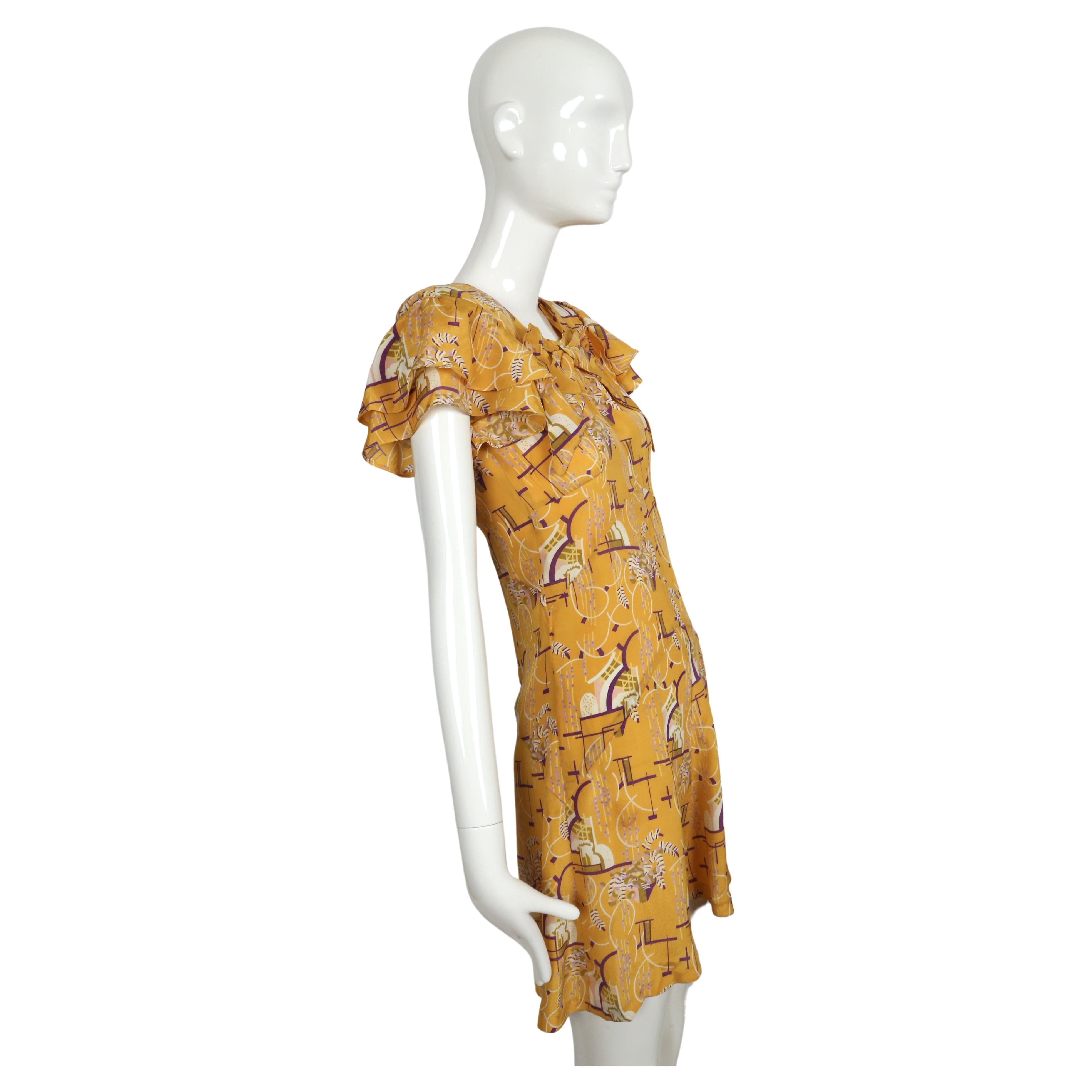 1960's BIBA art deco printed jacquard mini dress In Good Condition For Sale In San Fransisco, CA