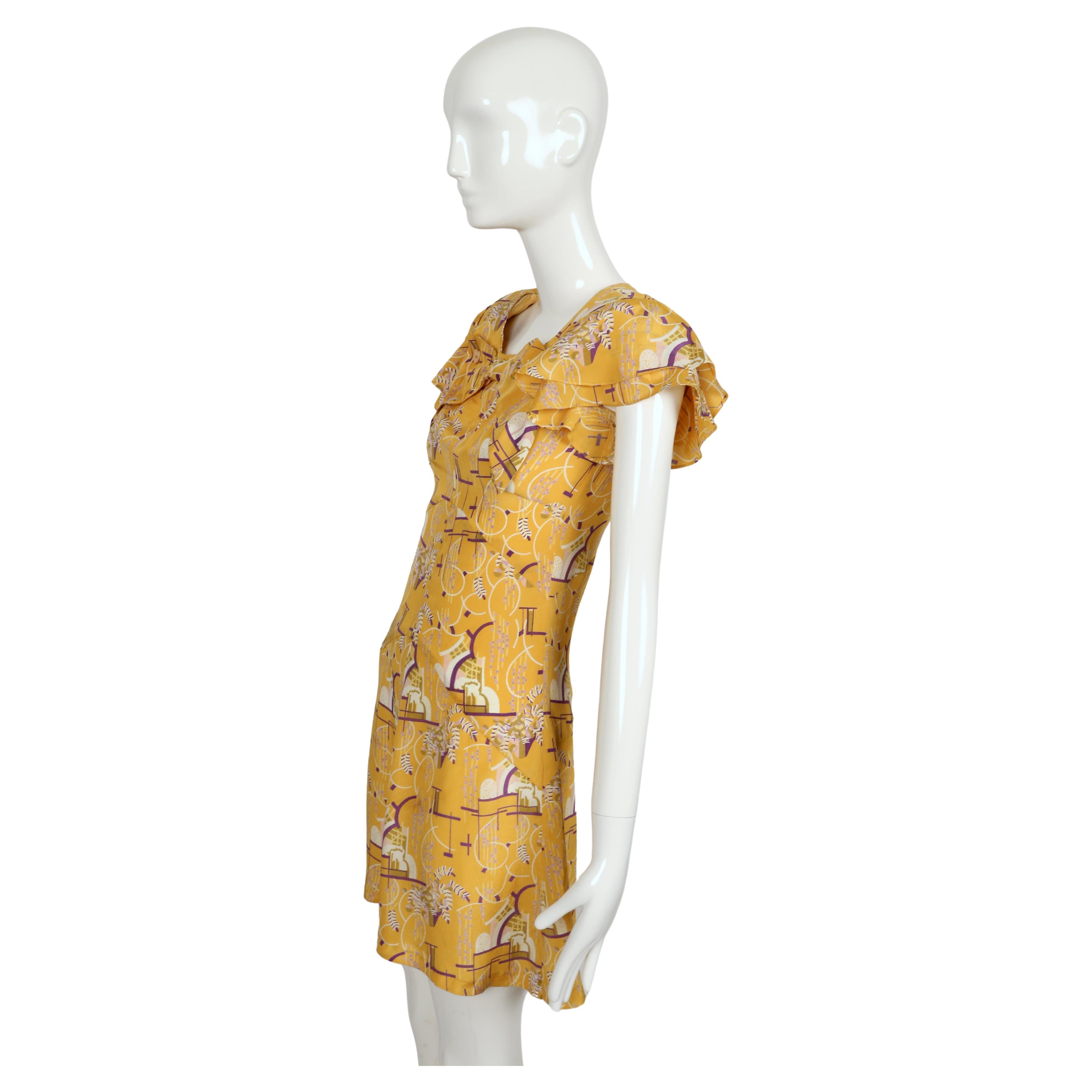 1960's BIBA art deco printed jacquard mini dress For Sale 1