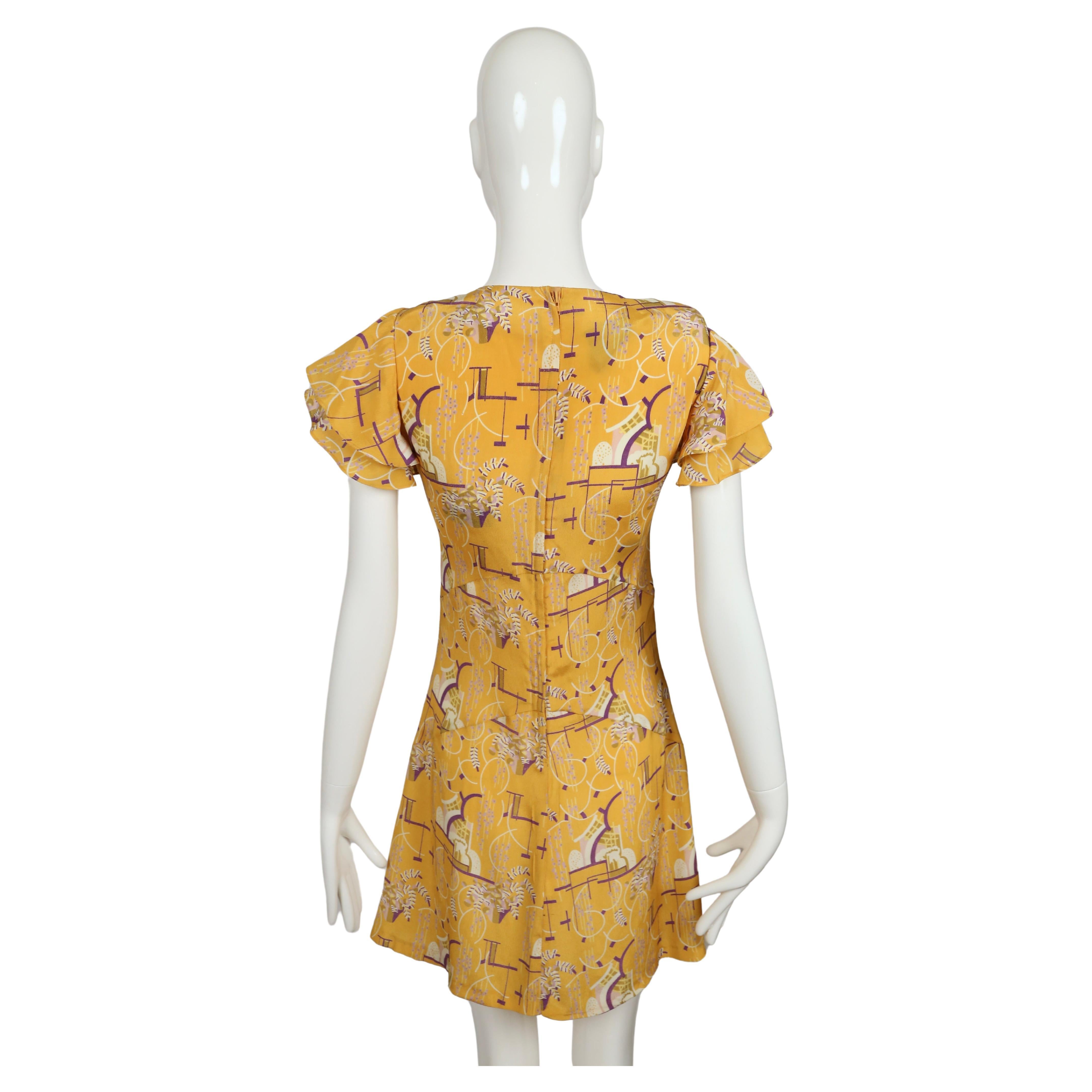 1960's BIBA art deco printed jacquard mini dress For Sale 4