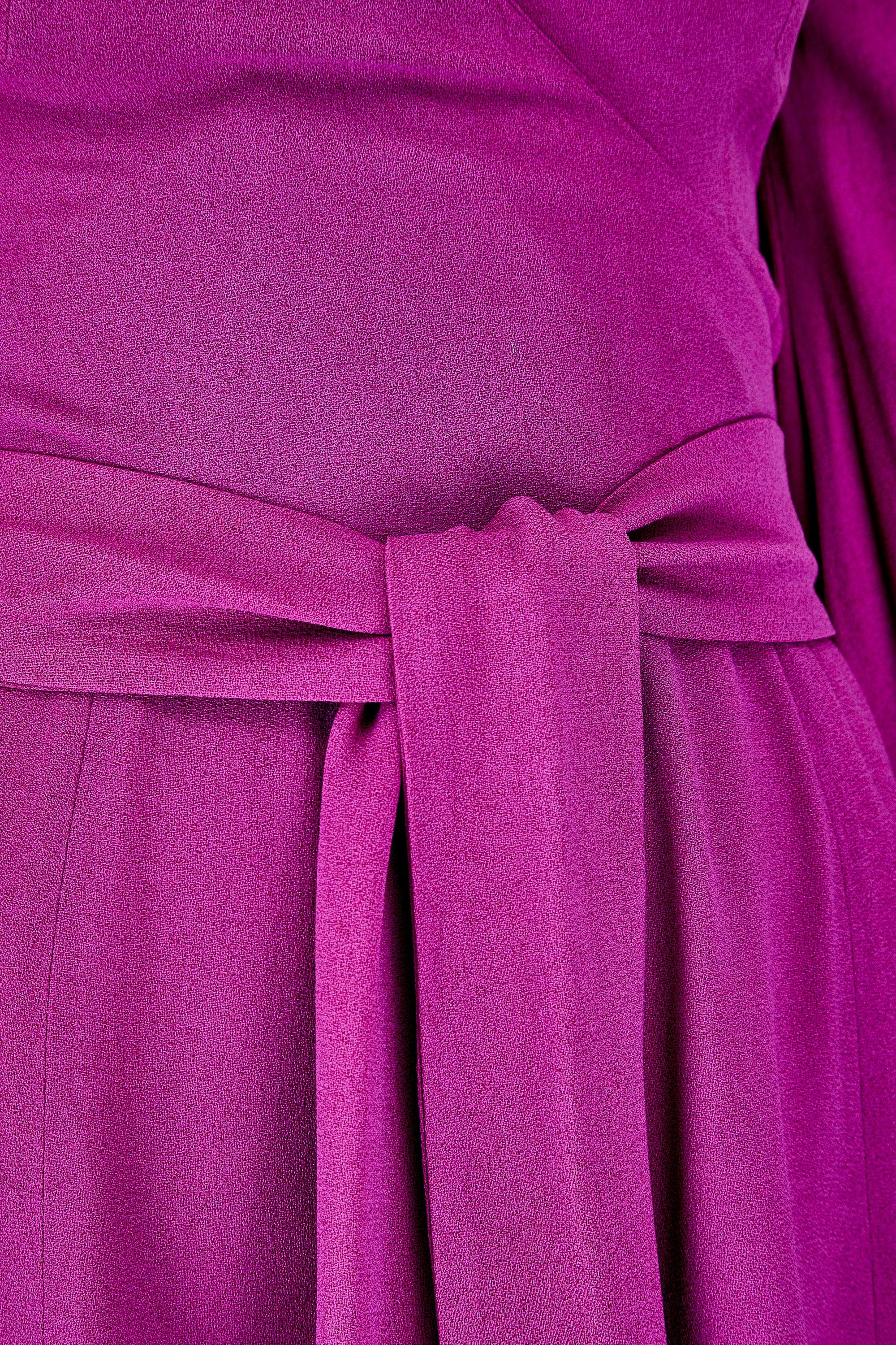 Vestido de manga larga Biba Crepe Fuschia años 60 en Excelente estado para la venta en London, GB