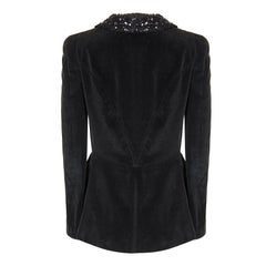 1960s Biba Early Woven Label Black Velvet and Sequin Lapel Jacket