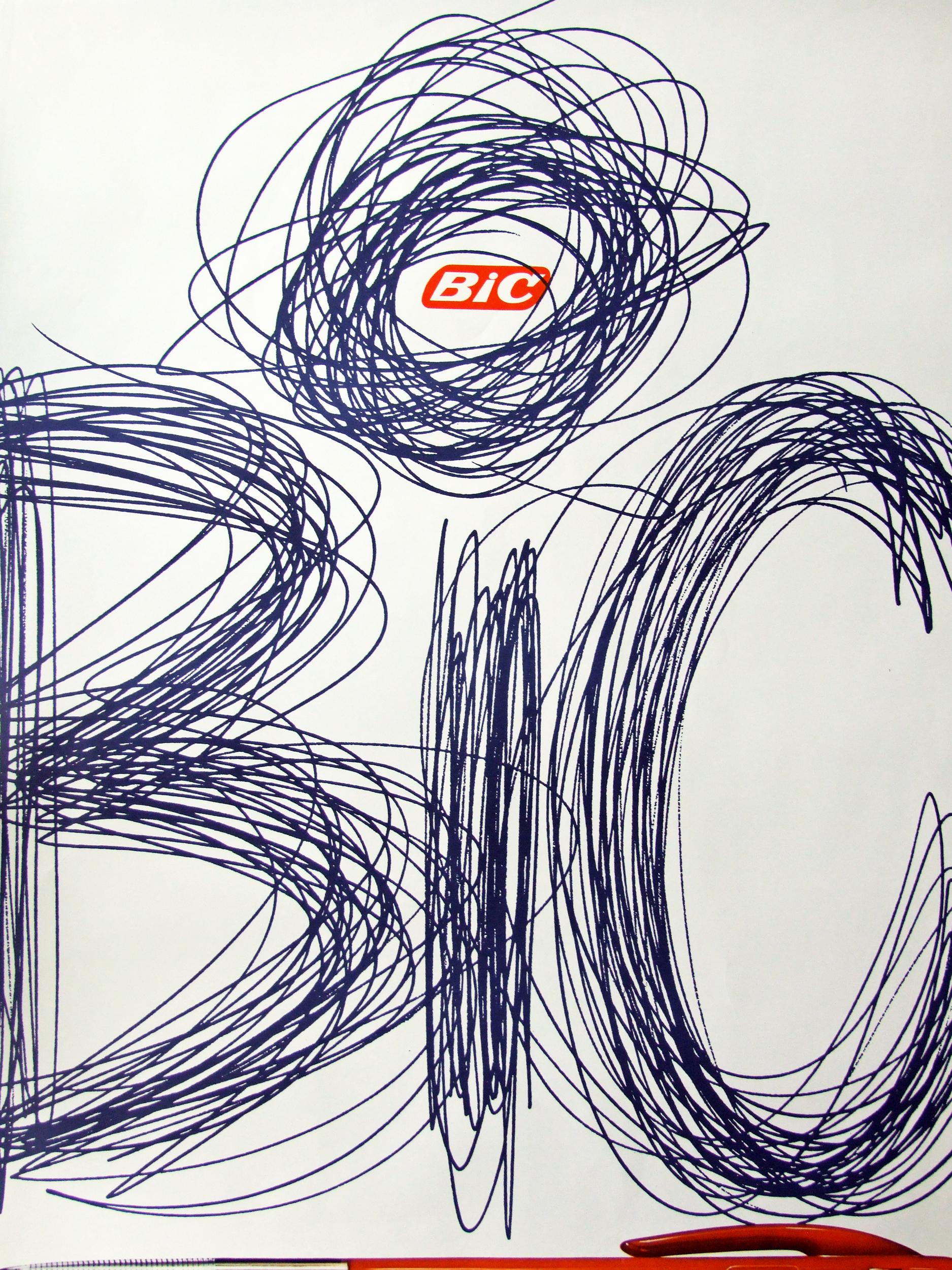 Mid-Century Modern 1960s Bic Pens Poster by Ruedi Külling Pop Art Illustration Advertising For Sale