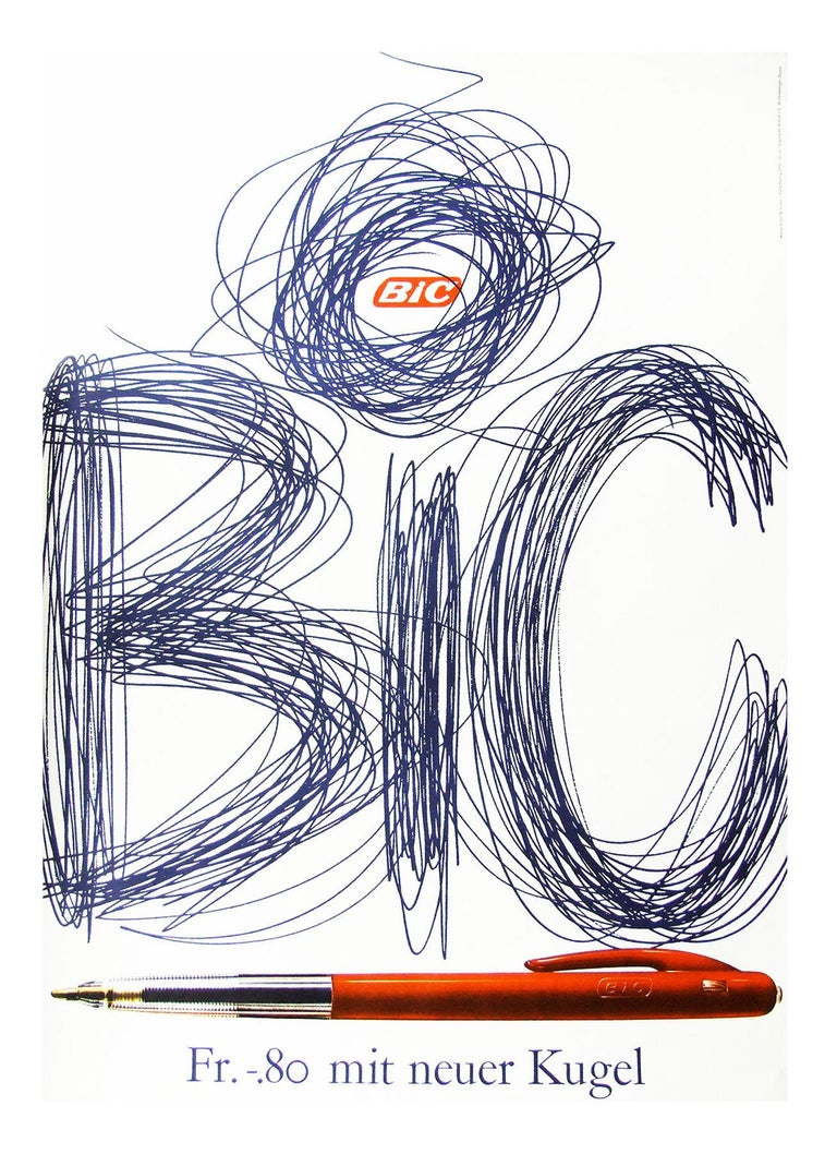 1960s Bic Pens Poster by Ruedi Külling Pop Art Illustration Advertising