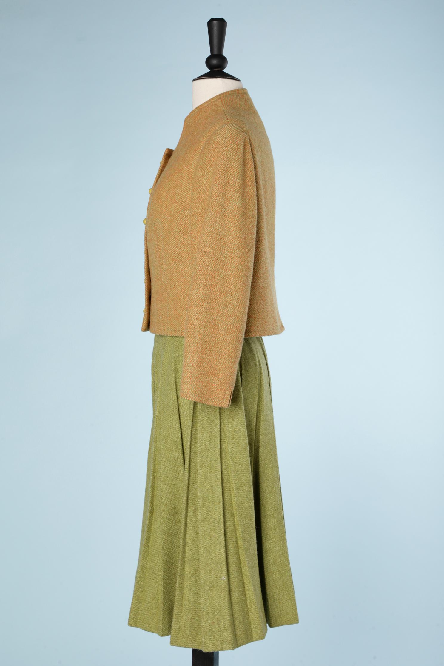 1960's bicolore wool skirt-suit Molyneux  In Excellent Condition For Sale In Saint-Ouen-Sur-Seine, FR