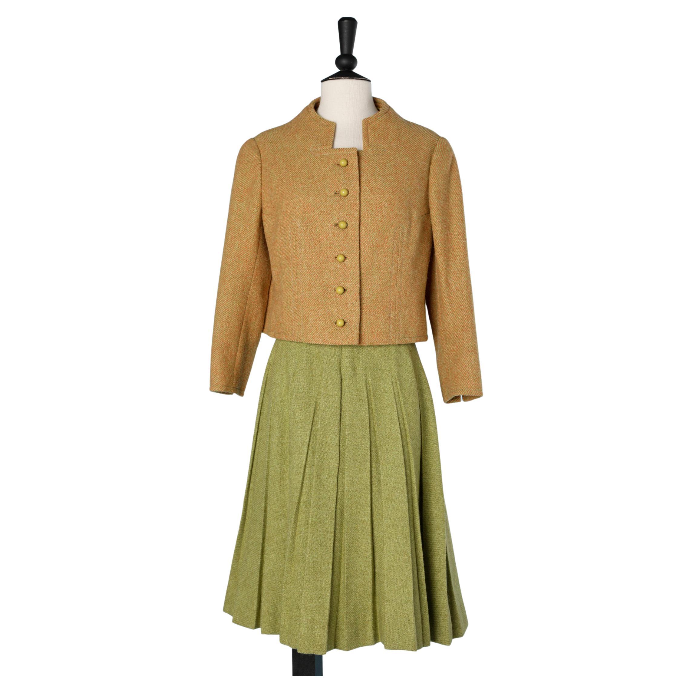 1960's bicolore wool skirt-suit Molyneux  For Sale