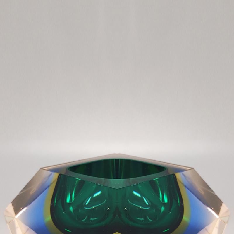 Mid-20th Century 1960s Big Green and Blue Ashtray or Catchall by Flavio Poli for Seguso.  For Sale
