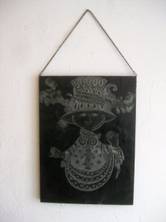 1960s Bijorn Wiinblad Printing Block Stamp Art Sculpture Wall Hanging