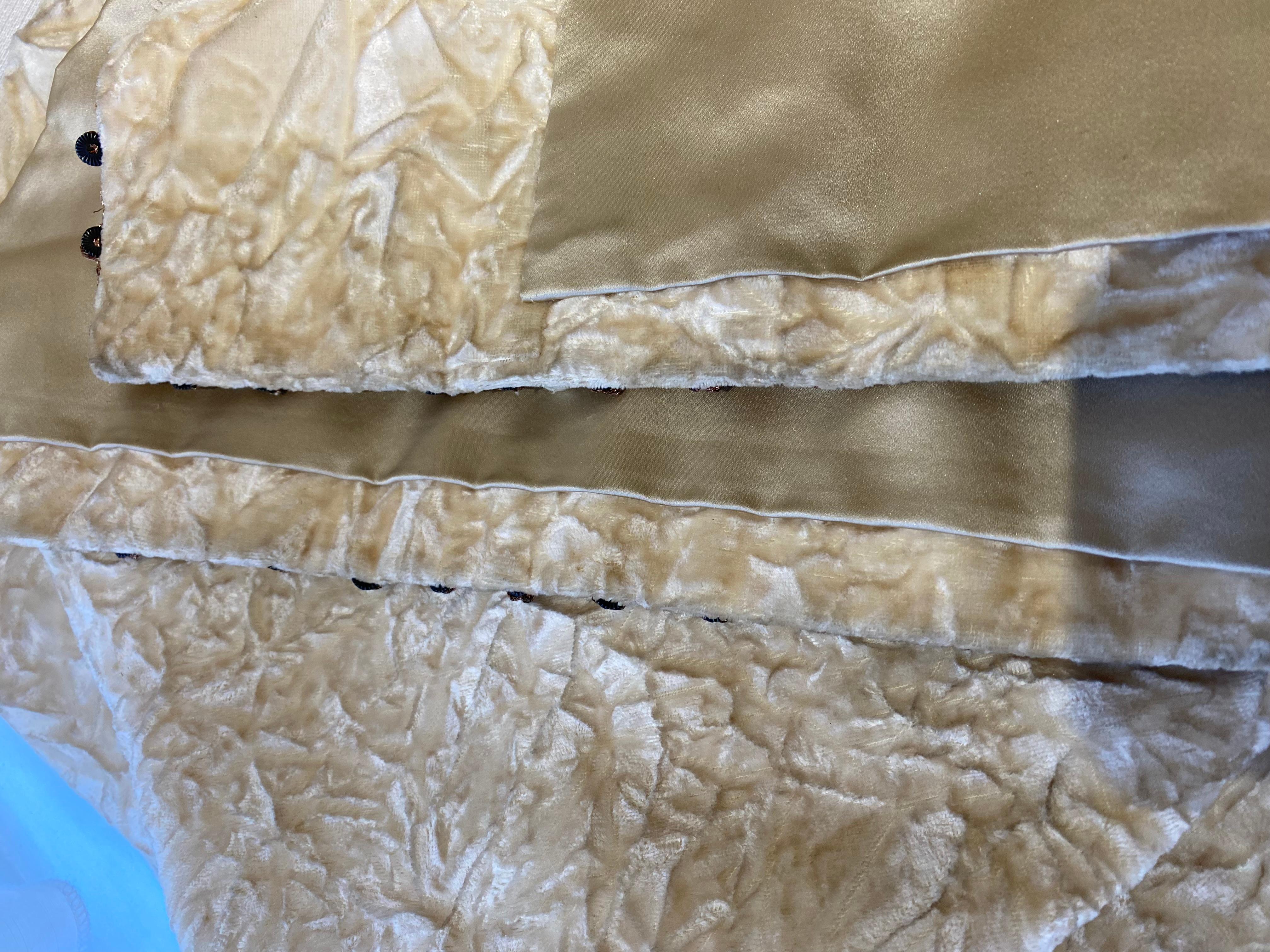 1960s Bill Blass Creme Crushed Velvet Maxi Dress with matching Coat 5