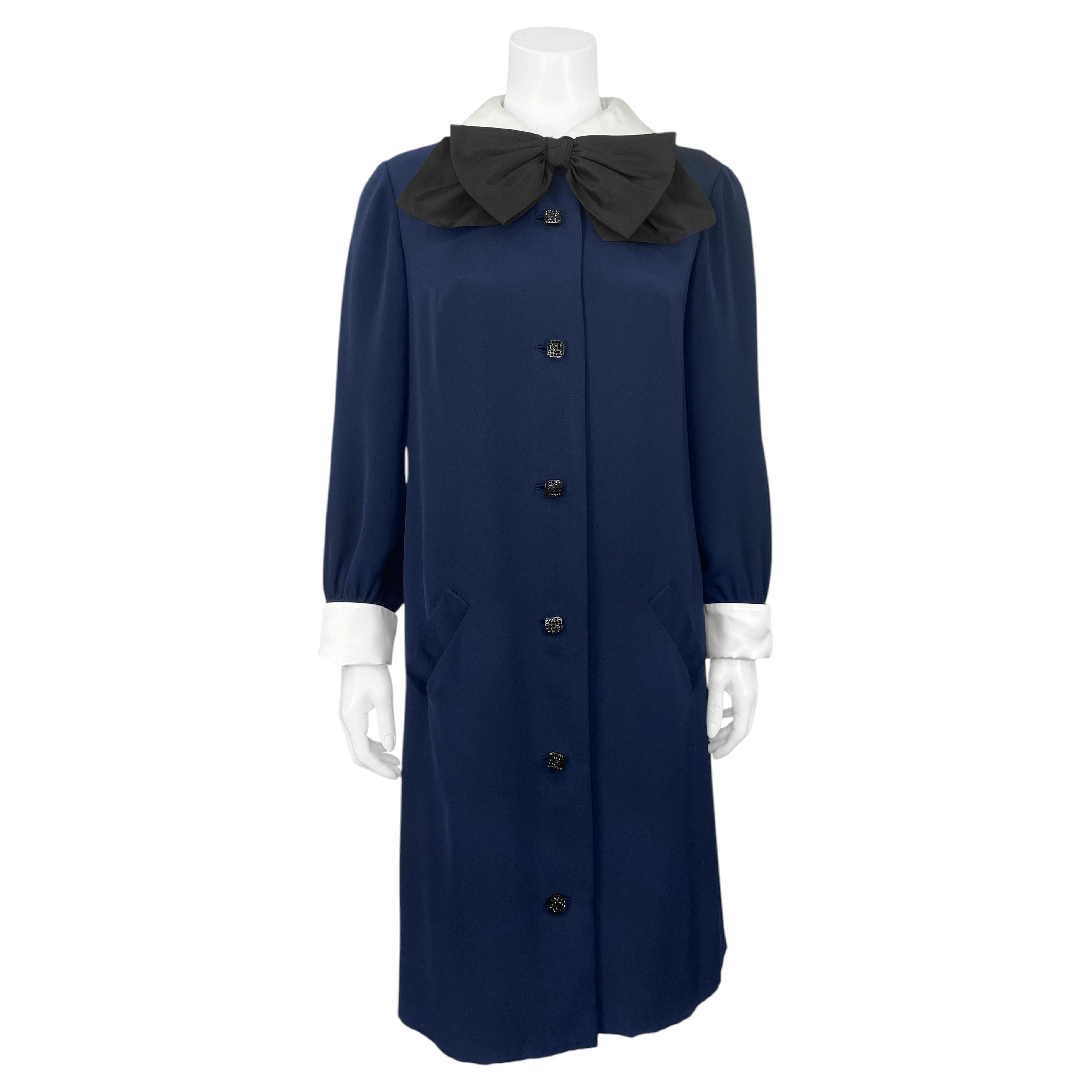 Abito da giorno blu navy di Bill Blass for Maurice Rentner, anni '60 in vendita