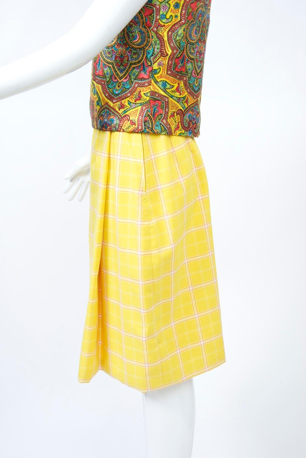Women's 1960s Bill Blass Yellow Three-Piece Suit with Paisley Shell For Sale