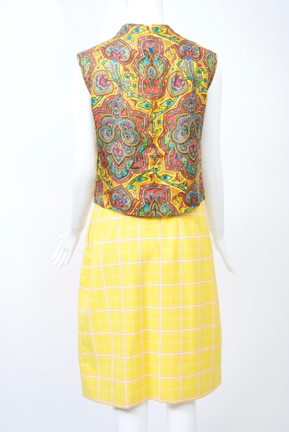 1960s Bill Blass Yellow Three-Piece Suit with Paisley Shell For Sale 1