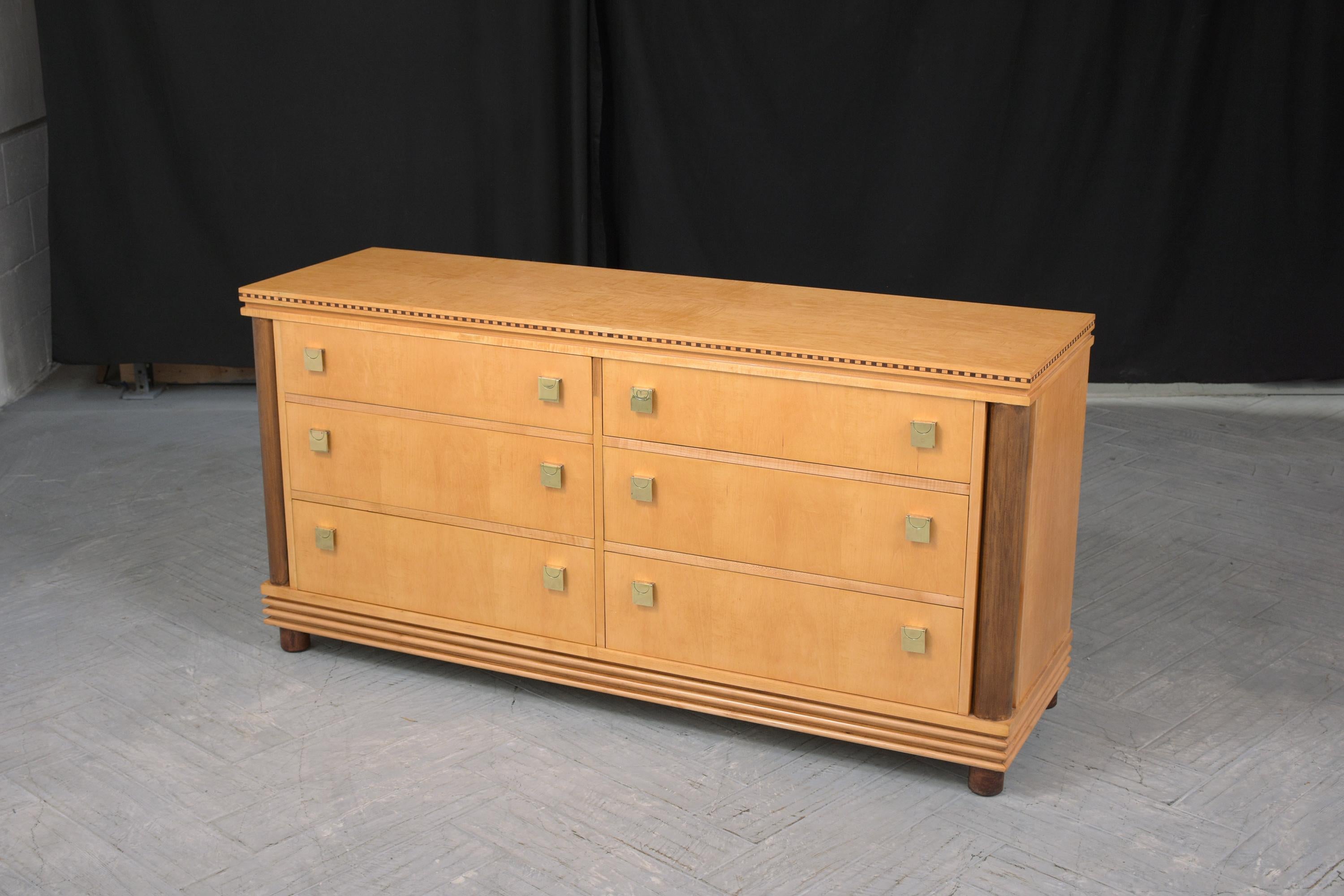 Vintage Birch Wood Mid-Century Chest of Drawers: Timeless Elegance Restored For Sale 3