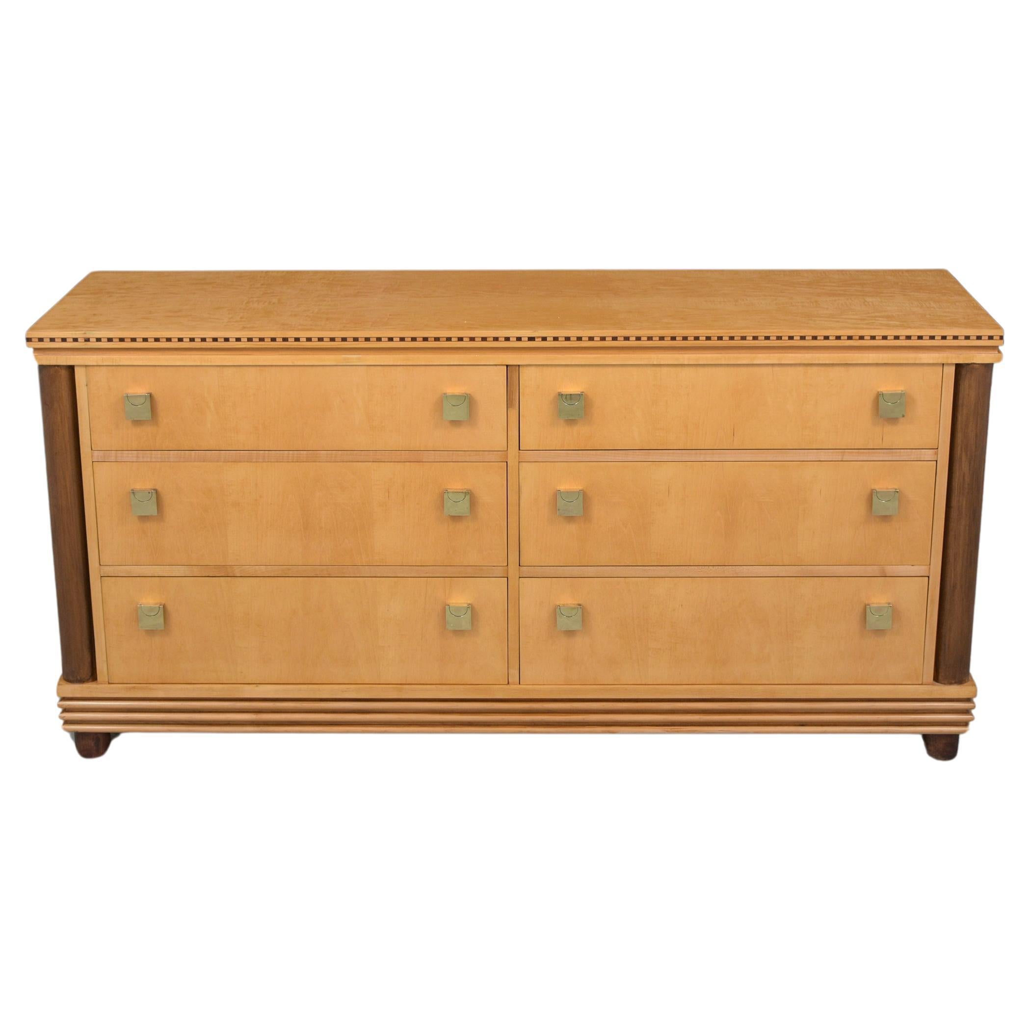 Vintage Birch Wood Mid-Century Chest of Drawers: Timeless Elegance Restored For Sale