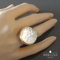 1960s Birger Haglund Scandinavian Modernist Rutilated Quartz Gold Ring