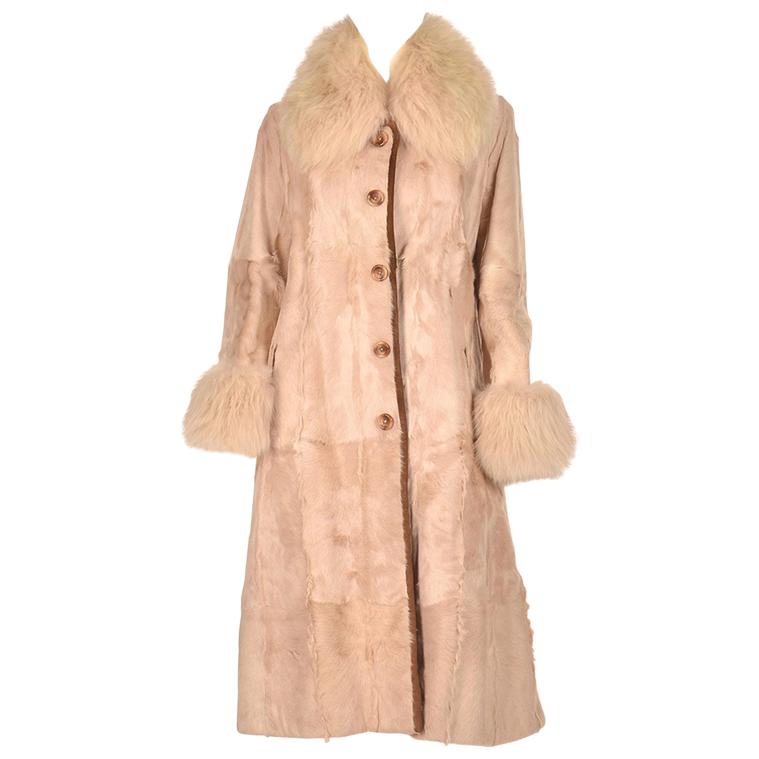 1960s Bisque Calf and Angora Rabbit Fur Coat at 1stDibs | angora fur coat