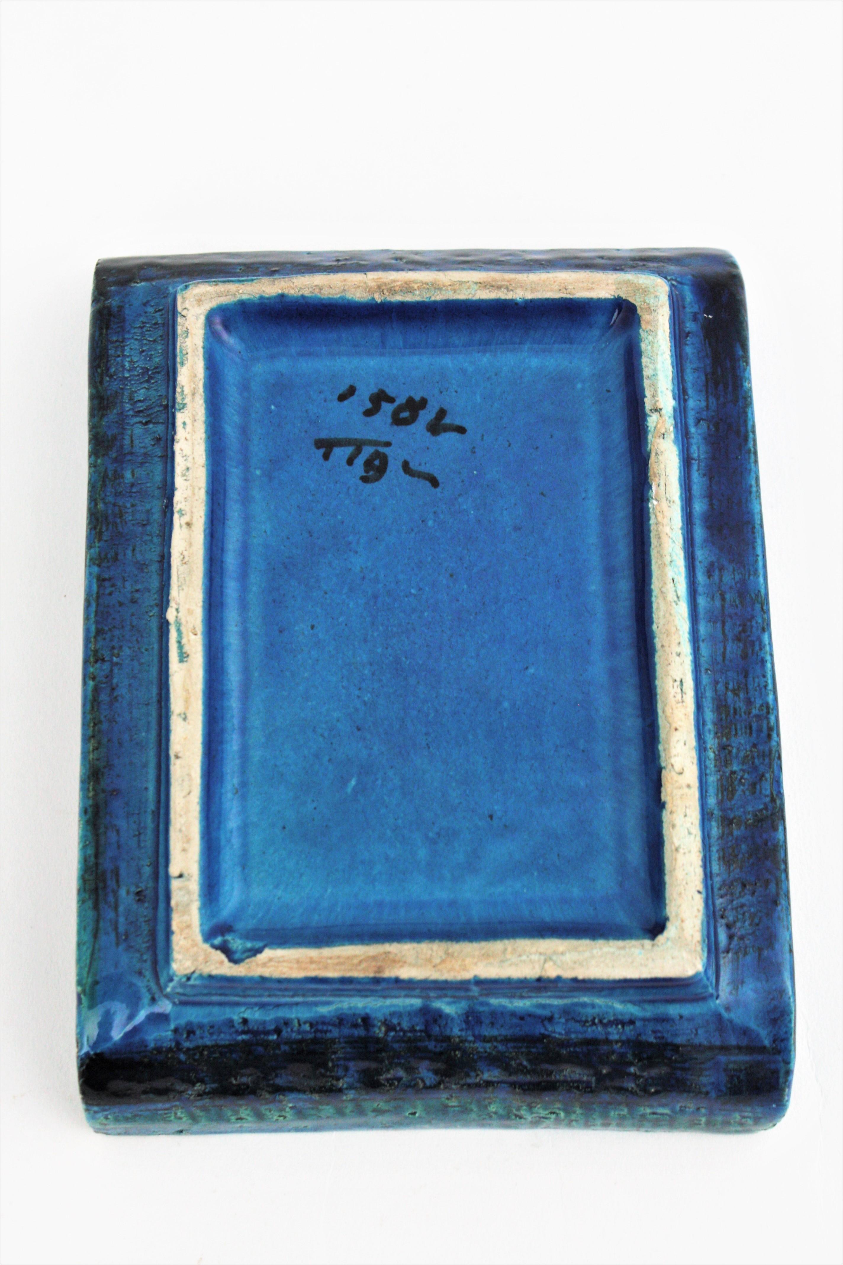 Aldo Londi Bitossi Rimini Blue Glazed Ceramic Rectangular Bowl  5
