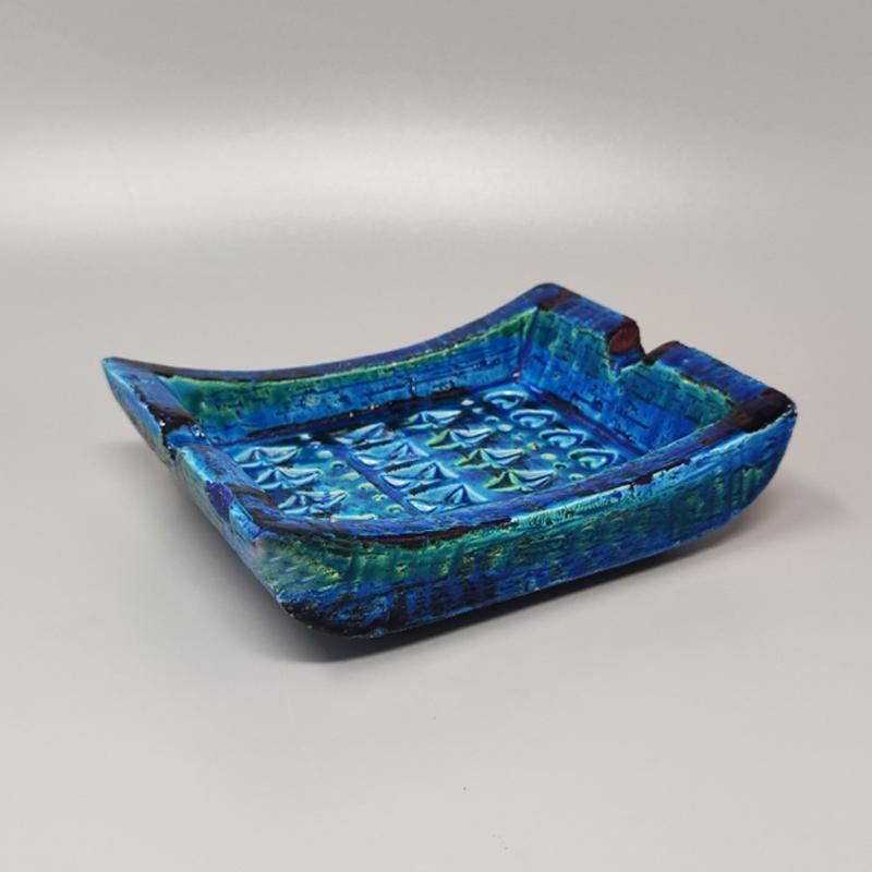 Mid-Century Modern 1960s Bitossi Ashtray/Catchall by Aldo Londi Blue Rimini Collection For Sale