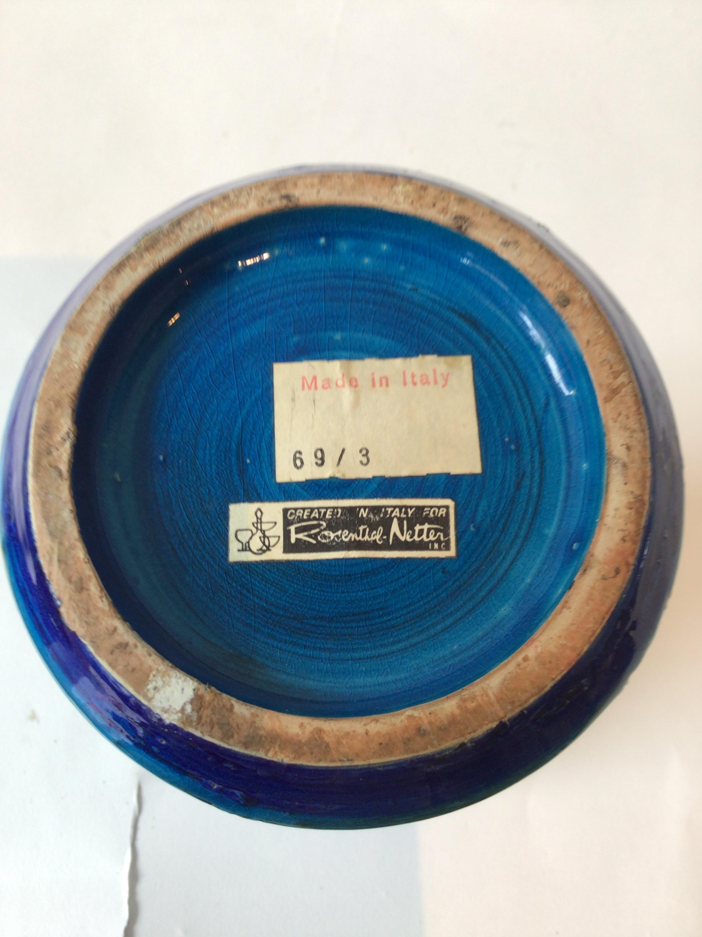Vaso in ceramica blu Bitossi del 1960 in vendita 1