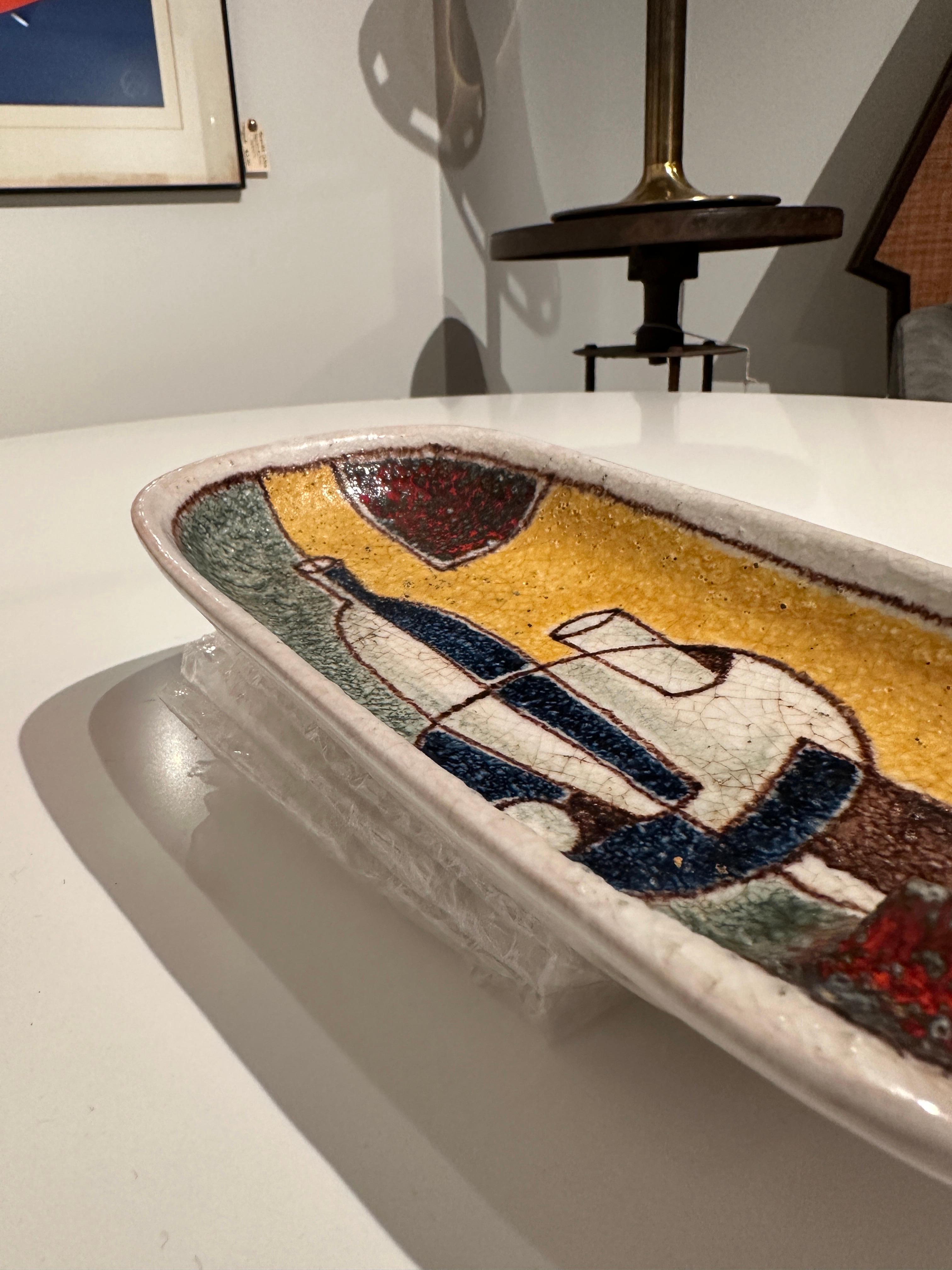 Mid-Century Modern Cendrier/assiette Bitossi Italie pour Raymor en céramique et mosaïque de verre des années 1960 en vente