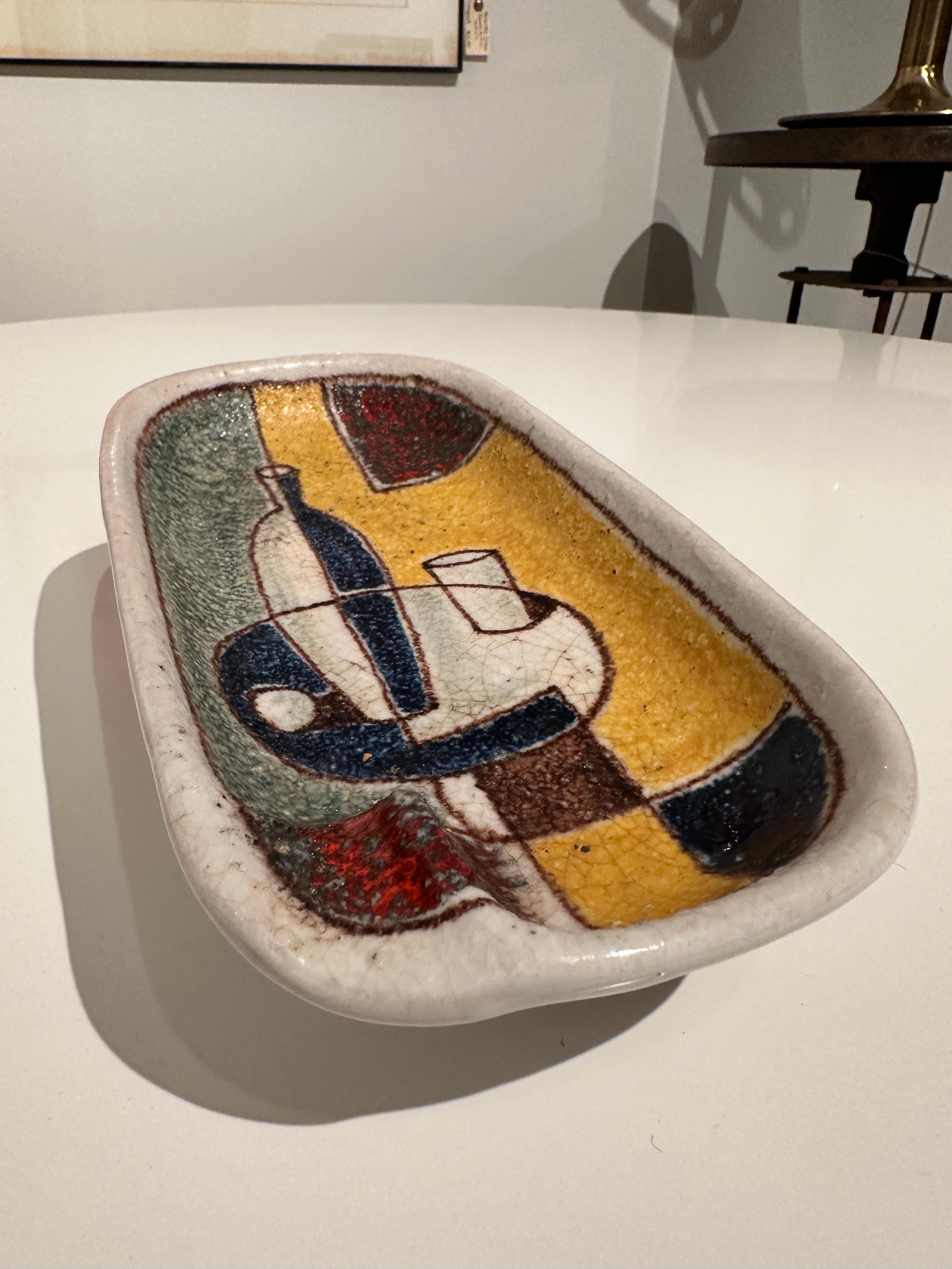 italien Cendrier/assiette Bitossi Italie pour Raymor en céramique et mosaïque de verre des années 1960 en vente