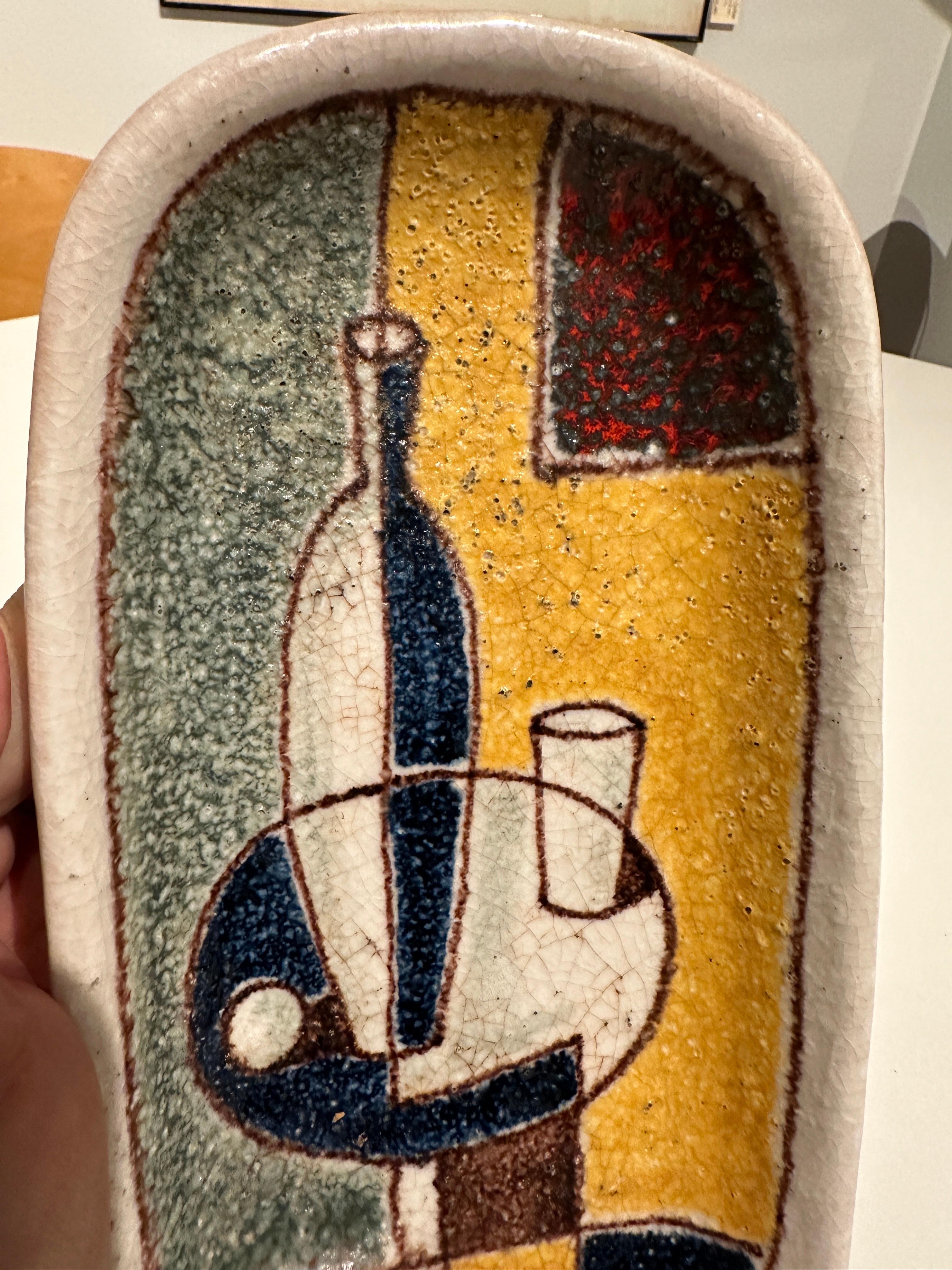 Cendrier/assiette Bitossi Italie pour Raymor en céramique et mosaïque de verre des années 1960 Bon état - En vente à North Miami, FL