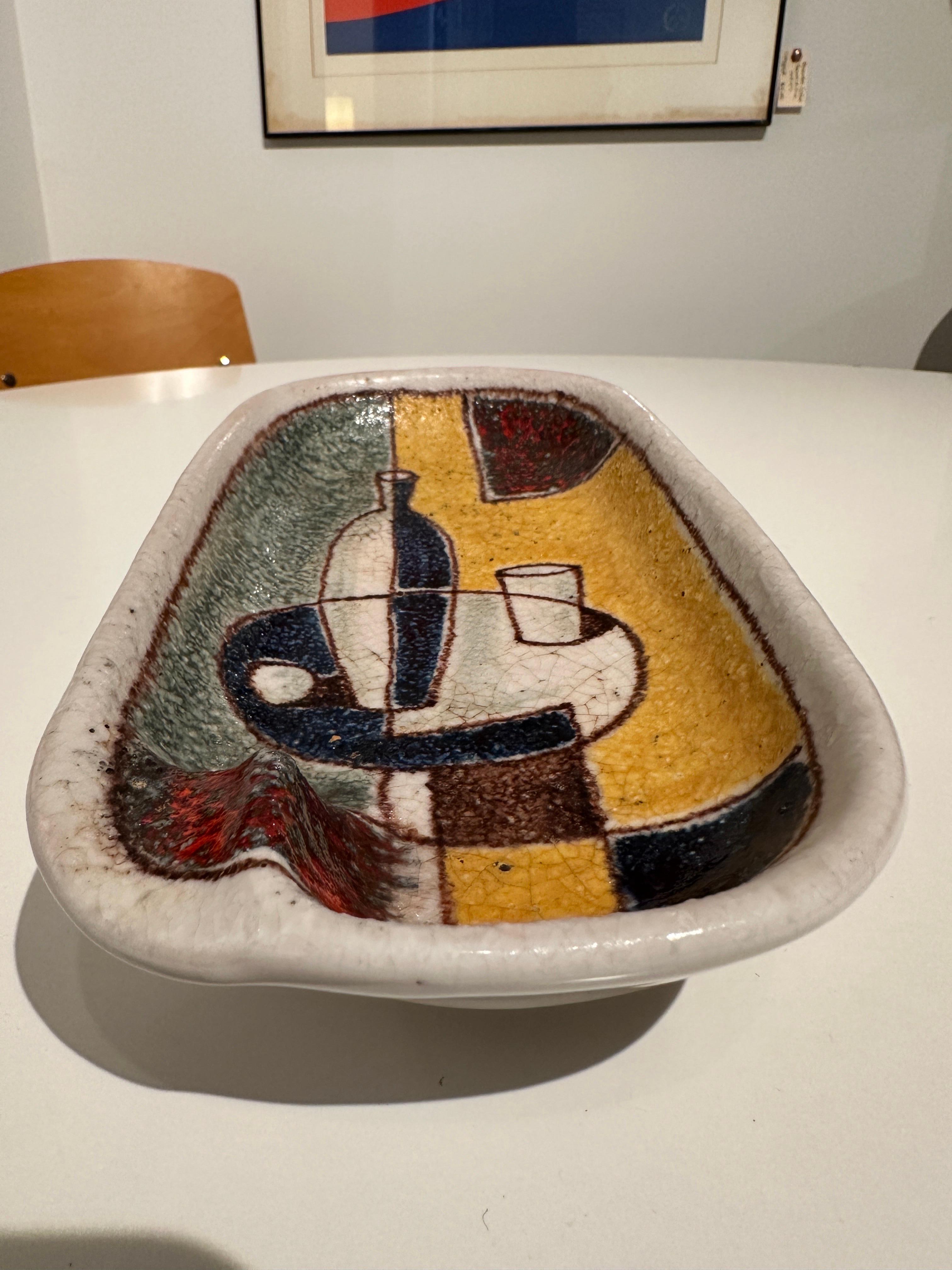 Milieu du XXe siècle Cendrier/assiette Bitossi Italie pour Raymor en céramique et mosaïque de verre des années 1960 en vente