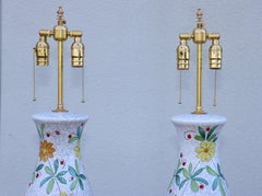 1960's Bitossi Pottery Table Lamps With Brass hardware