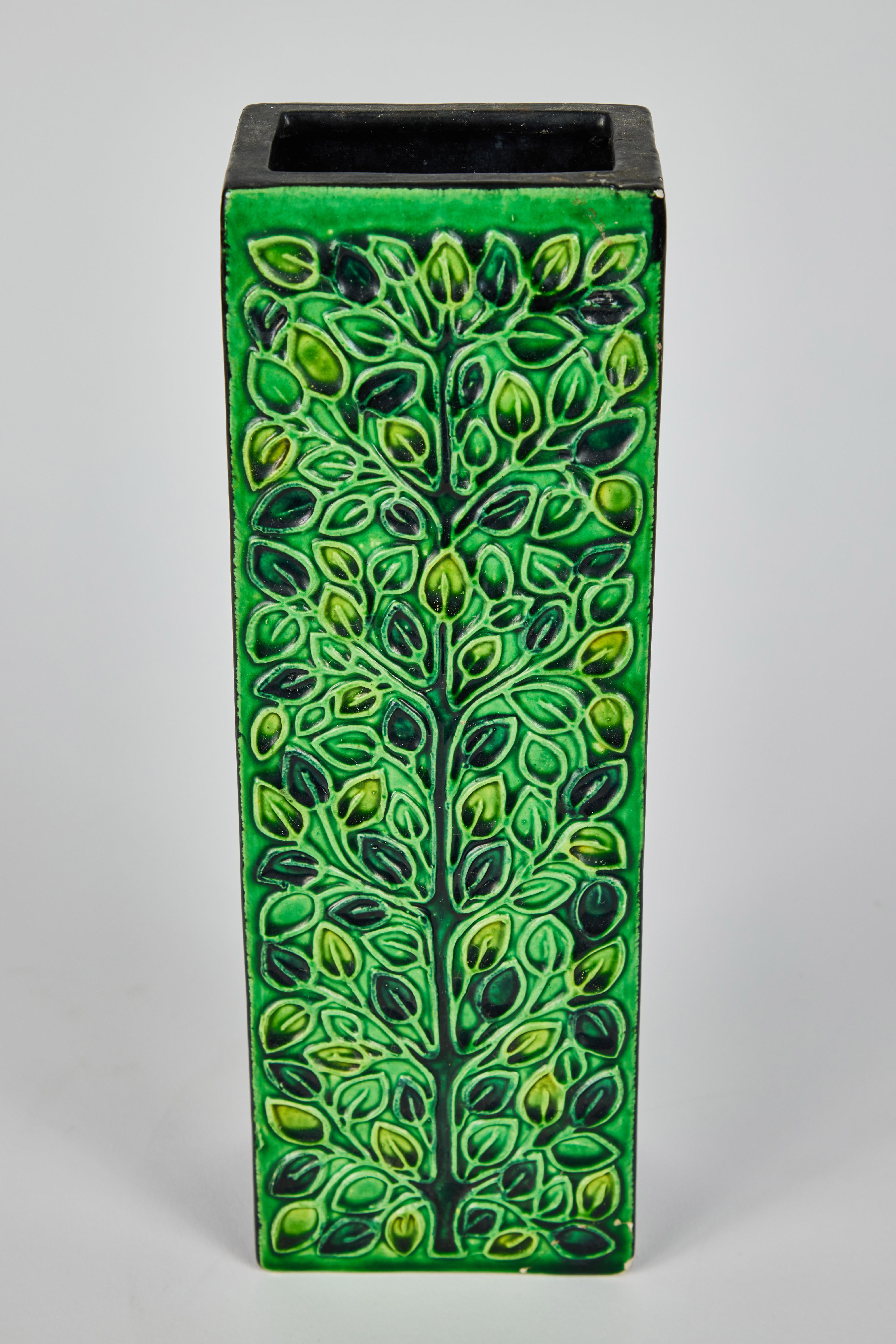 Bitossi, rechteckige 60er-Vase von Aldo Londi mit Signatur (Mitte des 20. Jahrhunderts) im Angebot