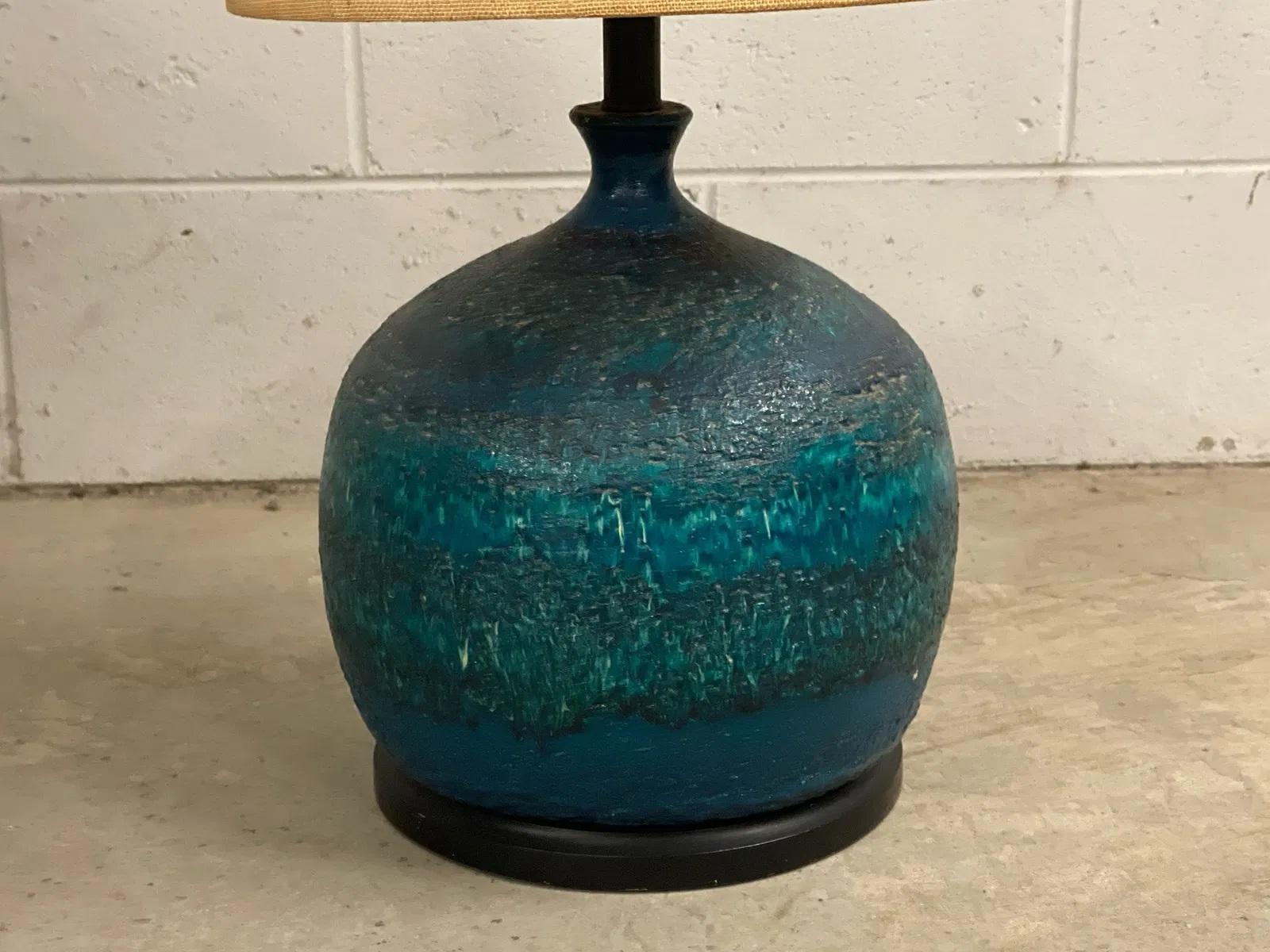 Italian 1960's Bitossi Rimini Blue balloon-shaped  Table Lamp For Sale