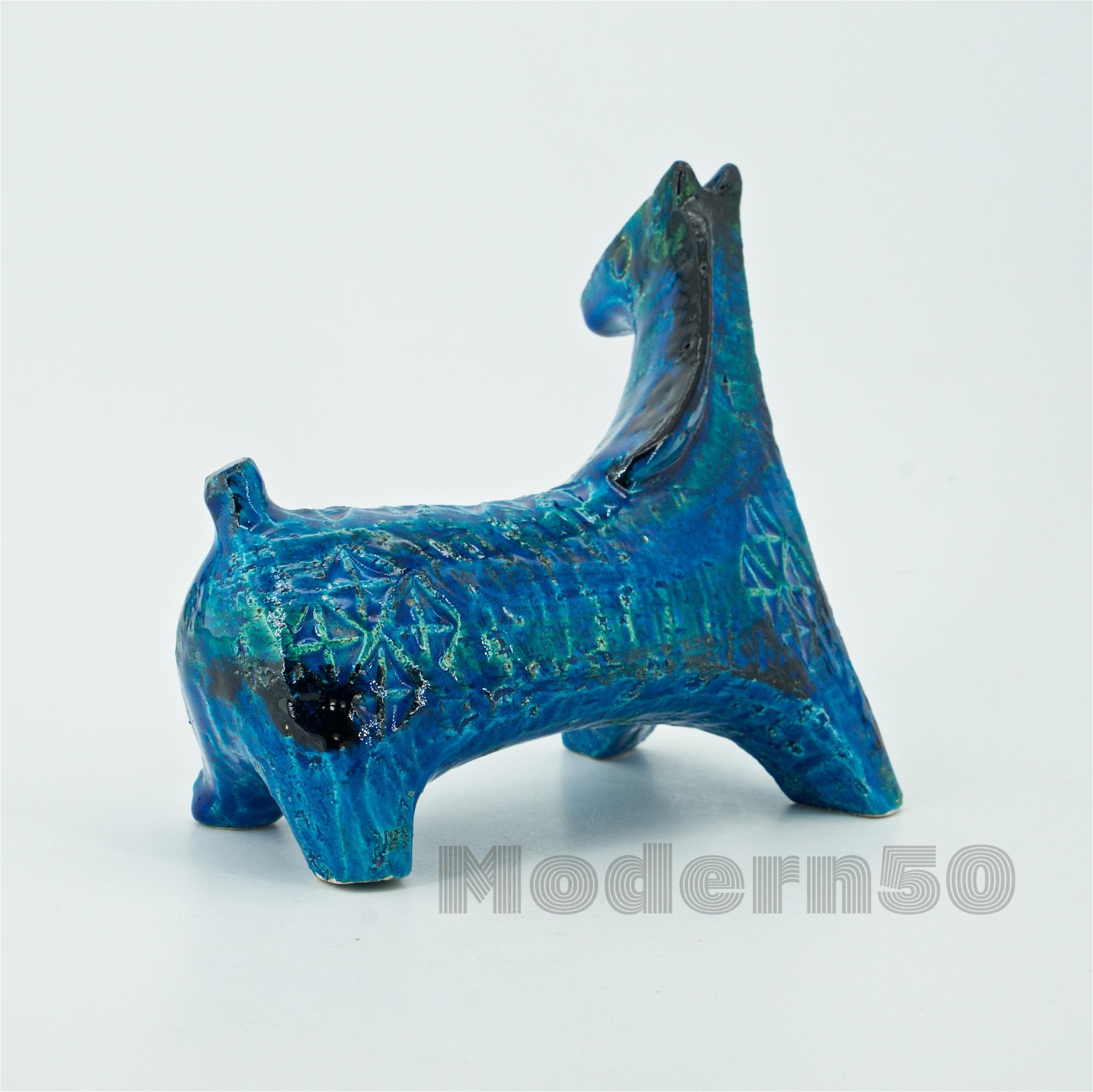 Mid-Century Modern 1960s Bitossi Rimini Blue Petite Horse Sculpture Midcentury Italian Aldo Londi