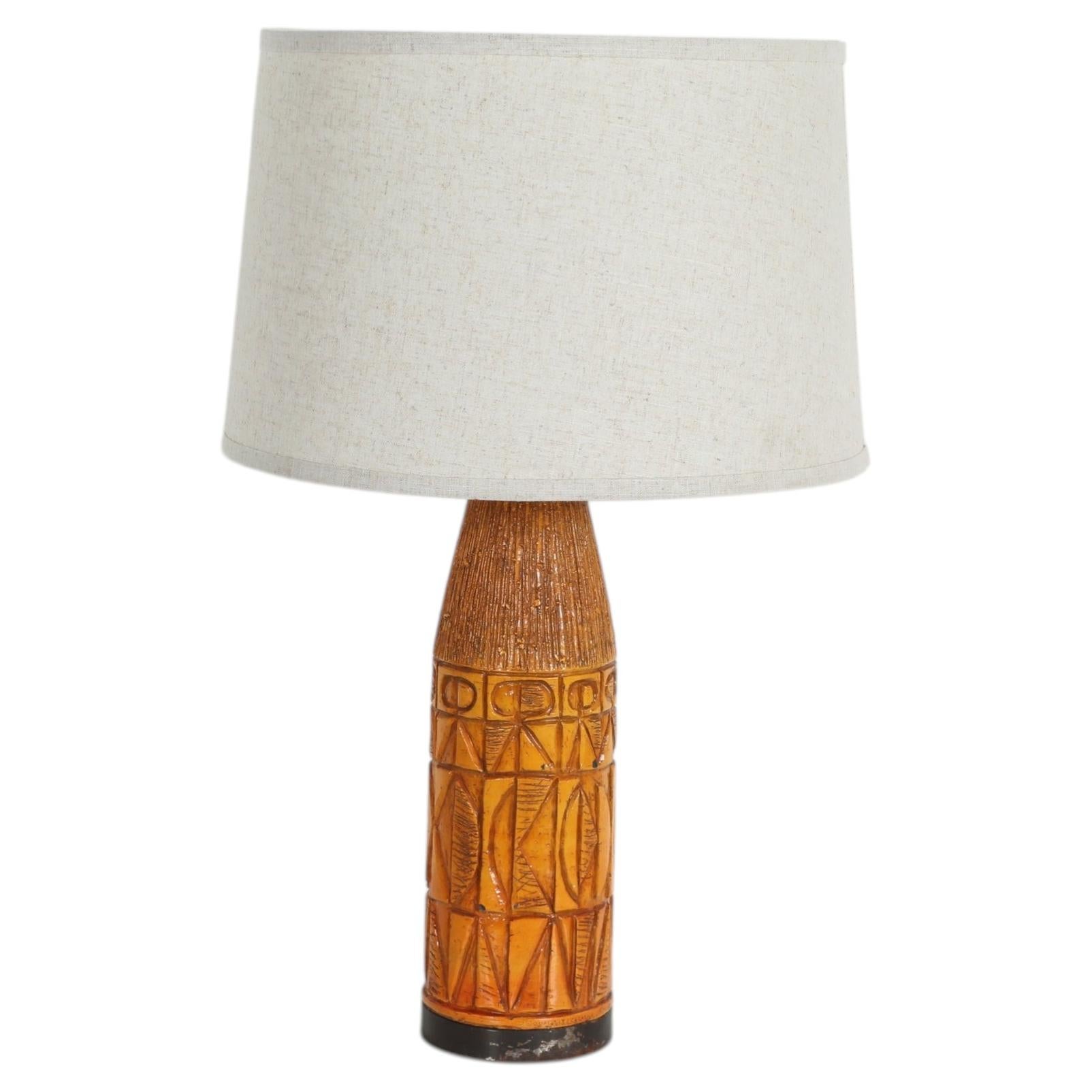 1960s Bitossi Style Orange Glazed Ceramic Lamp by Quartite Creative