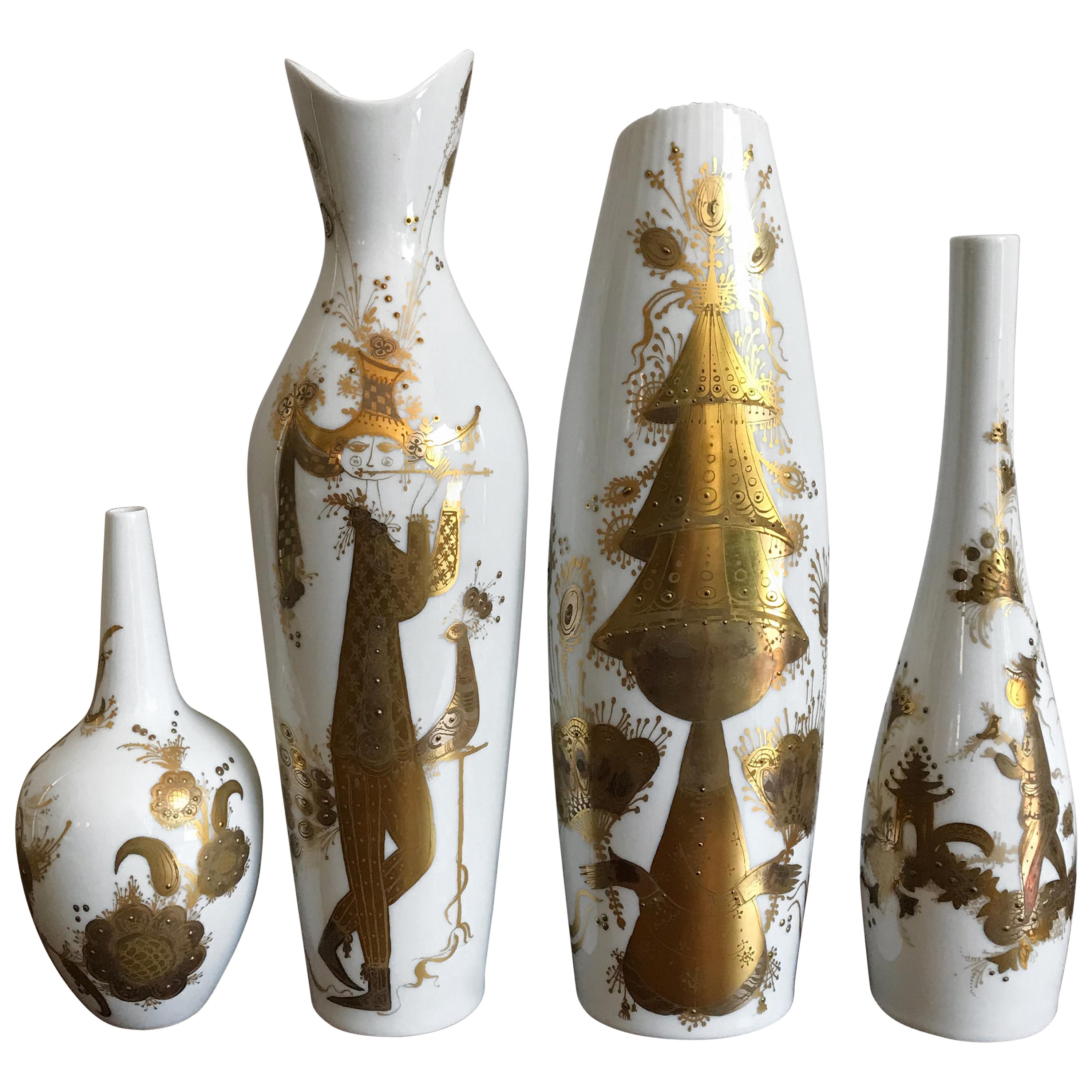 1960s Bjorn Wiinblad Porcelain Vases Set for Rosenthal Studio Linie