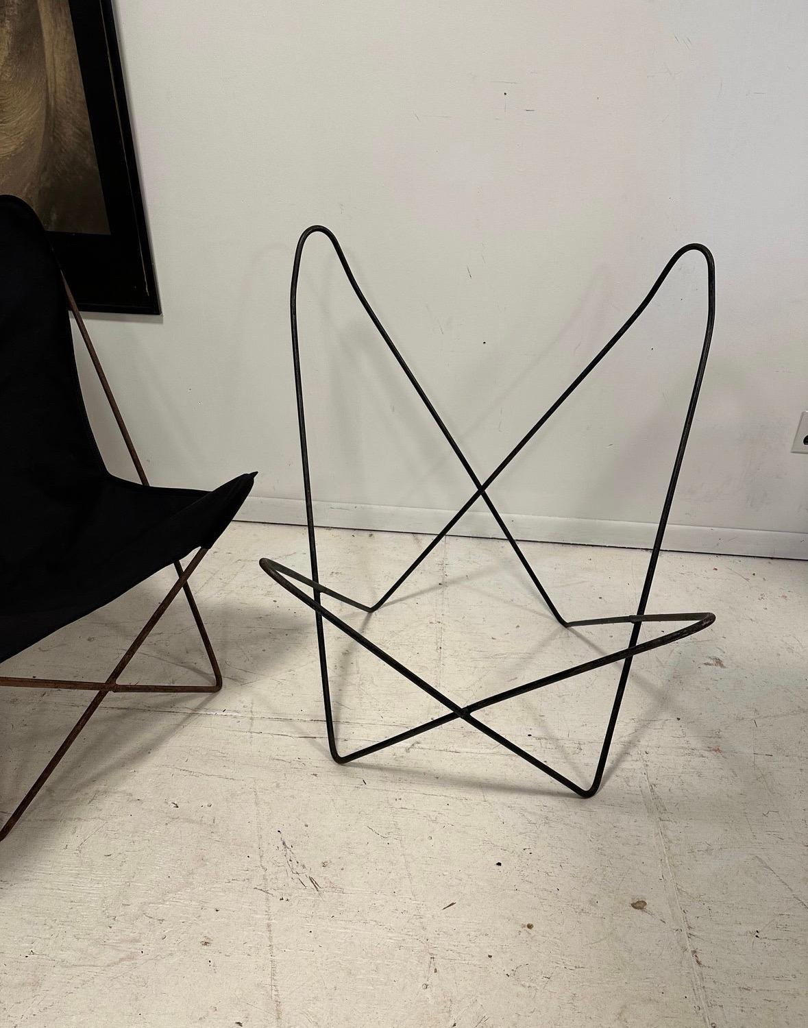 Mid-Century Modern 1960s Bkf Hardoy Butterfly Chairs for Knoll in Black For Sale