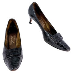 1960s Black Alligator Pumps
