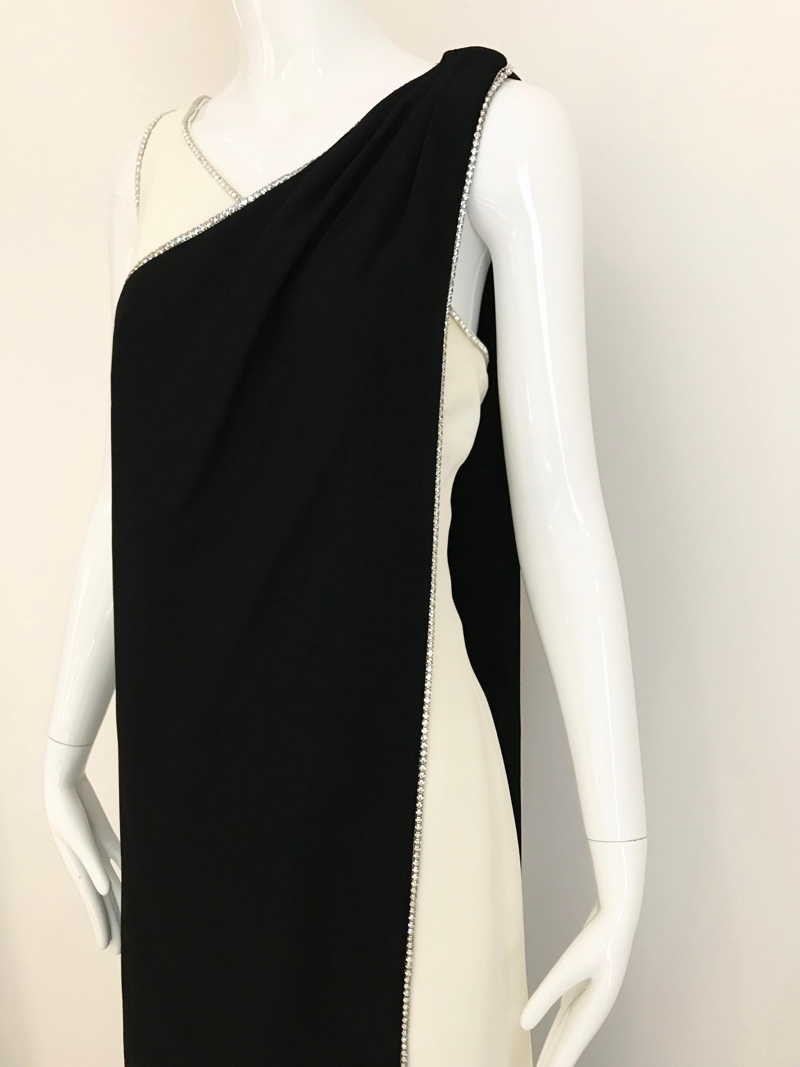 Women's 1960s Black and Cream Crepe Gown 