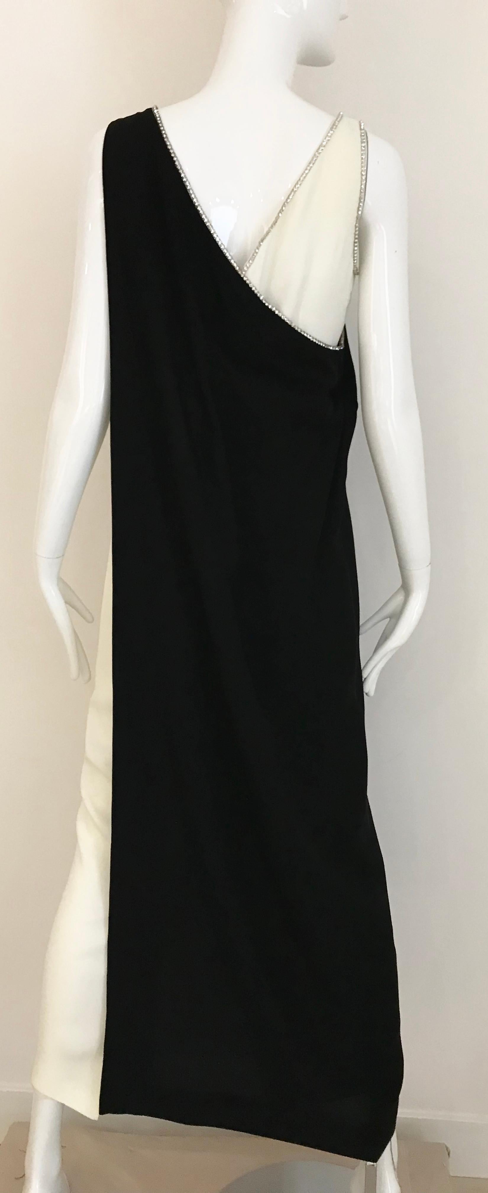 1960s Black and Cream Crepe Gown  1