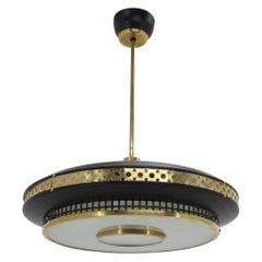 1960s Black and Gold UFO Pendant, Czechoslovakia