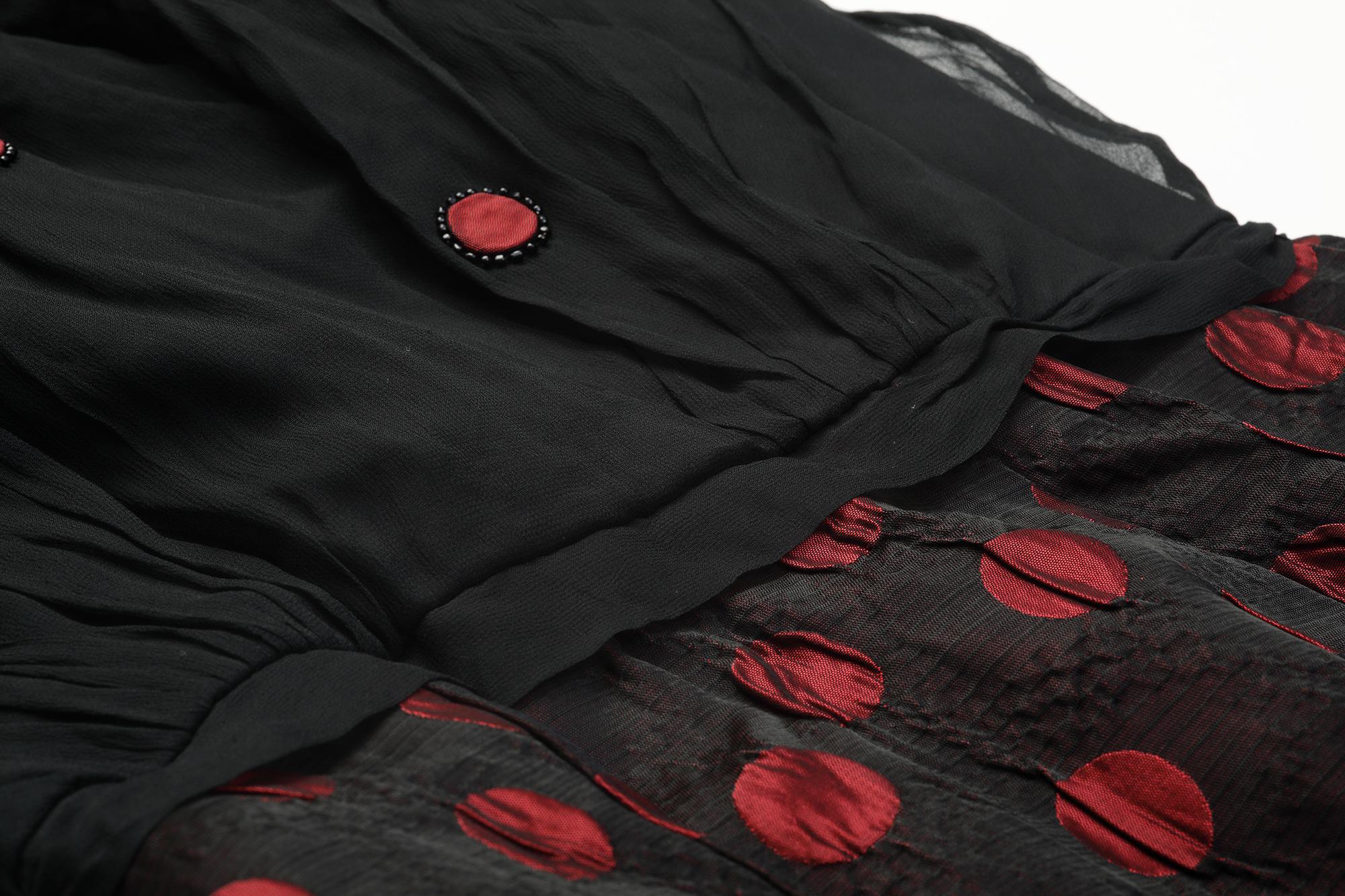 Robe et veste Demi Couture à pois noirs et rouges des années 1960 en vente 5