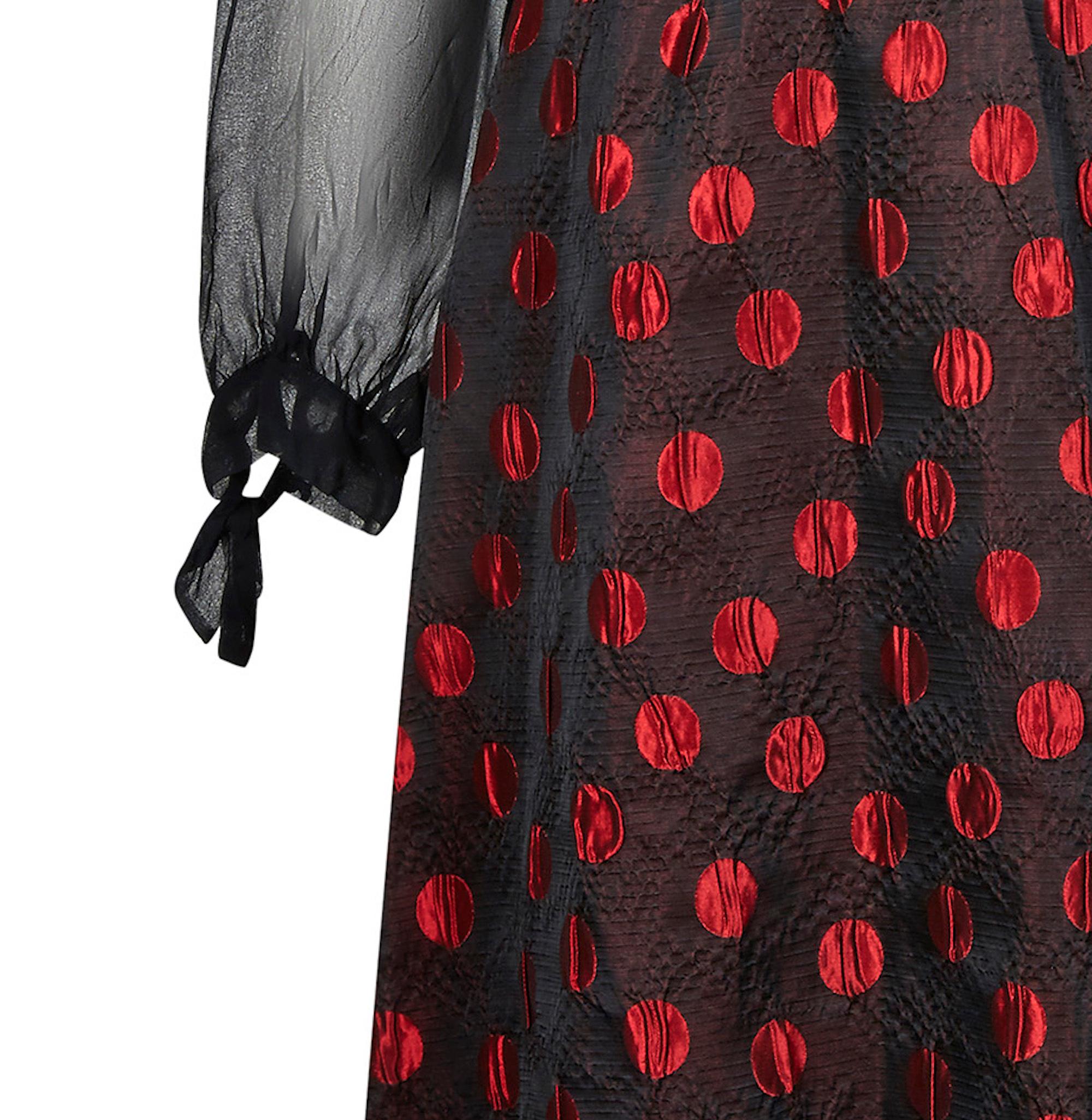 1960er Jahre Schwarz und Rot Polka Dot Demi Couture Kleid und Jacke im Angebot 2