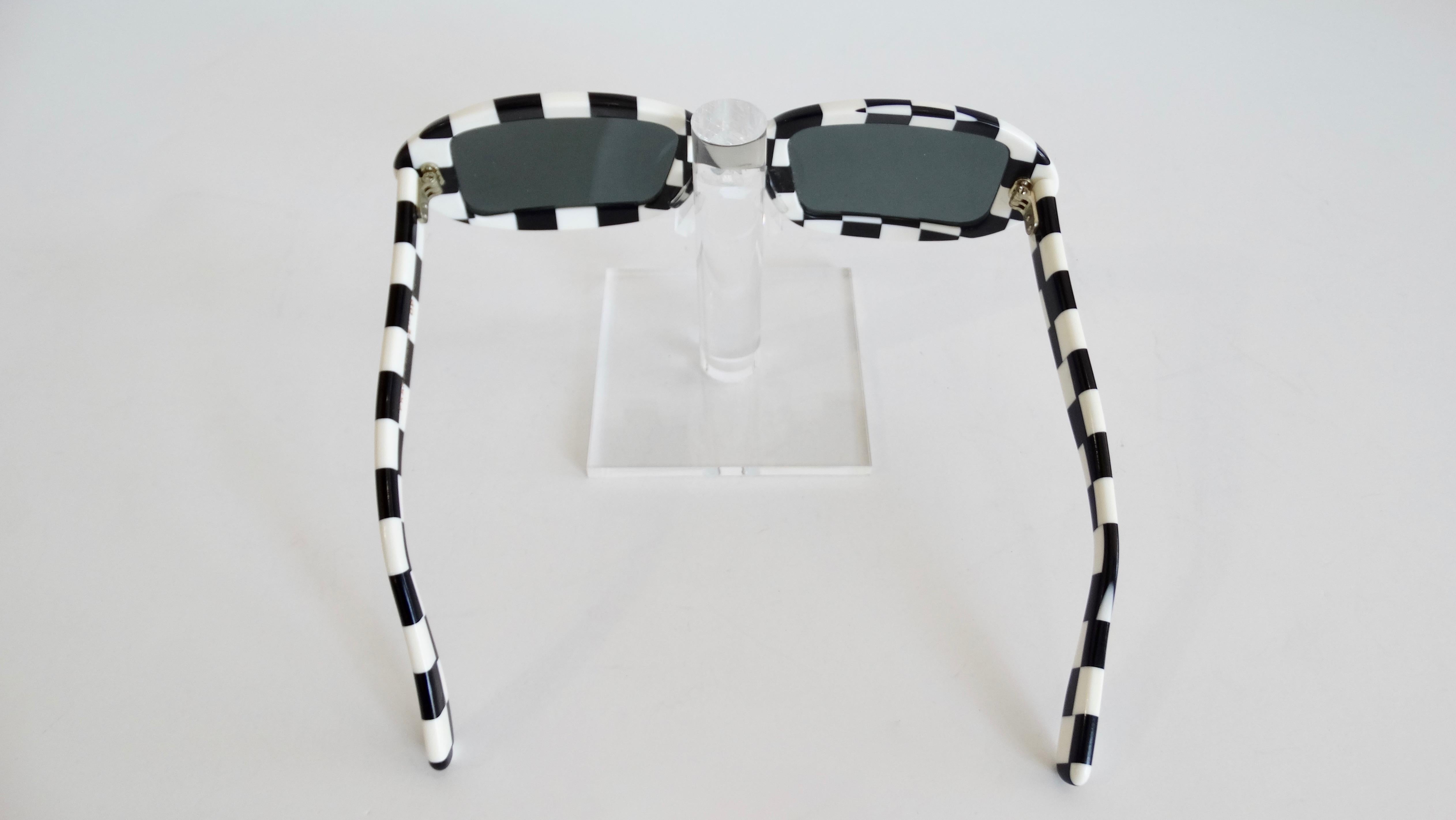 Black and White Check Mod 1960s Sunglasses 1