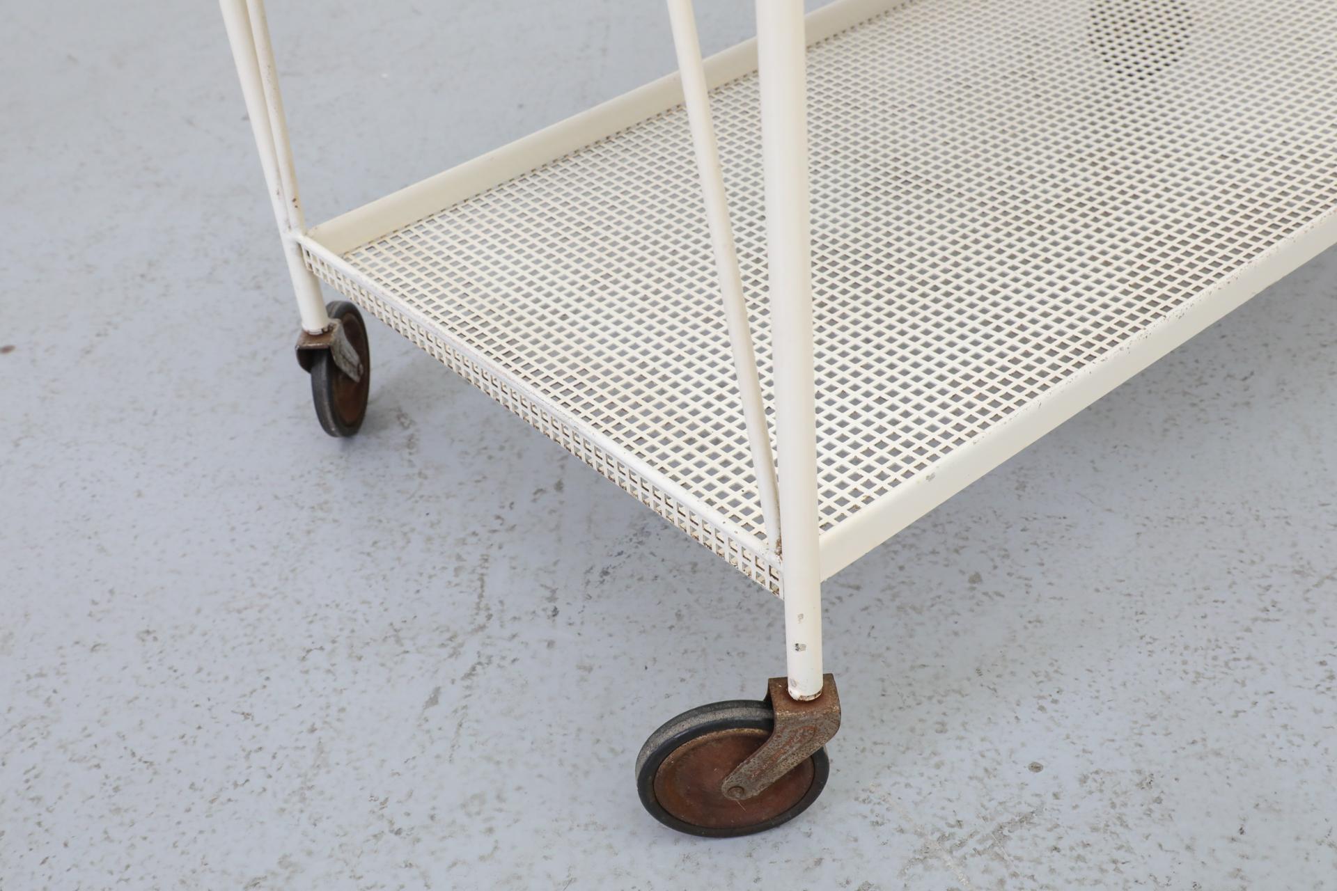 Carrito de bar de metal esmaltado en blanco y negro de los años 60, por F.H. Fiedeldij para Artimeta en venta 5