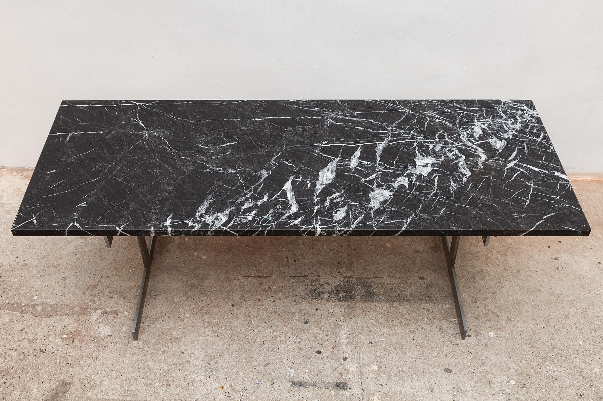 Mid-Century Modern 1960s Black and White Marble Coffee Table