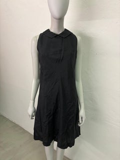 1960s black collared silk dress