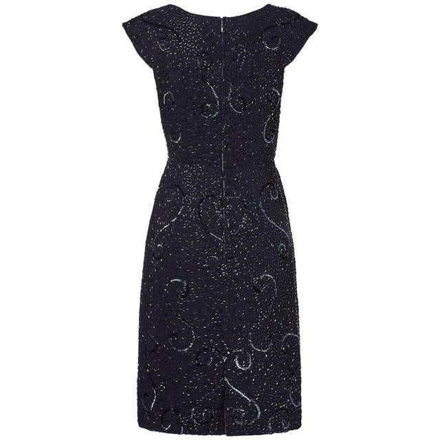Fenez Marcel Fenez 1960s Black Cocktail Dress With Lace Cuffs For Sale at 1stDibs