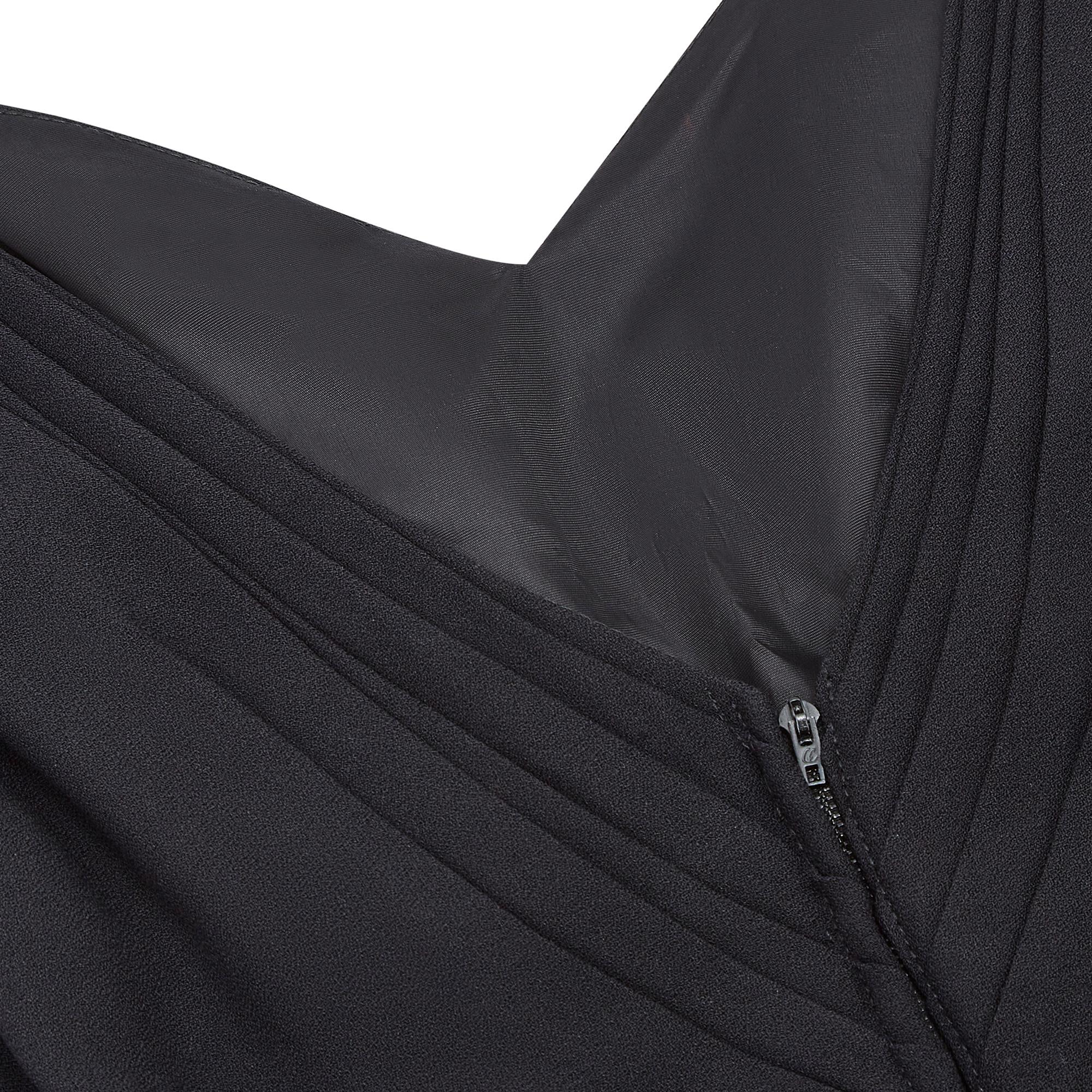1960s Black Crepe Full Length Fishtail Evening Dress For Sale 1
